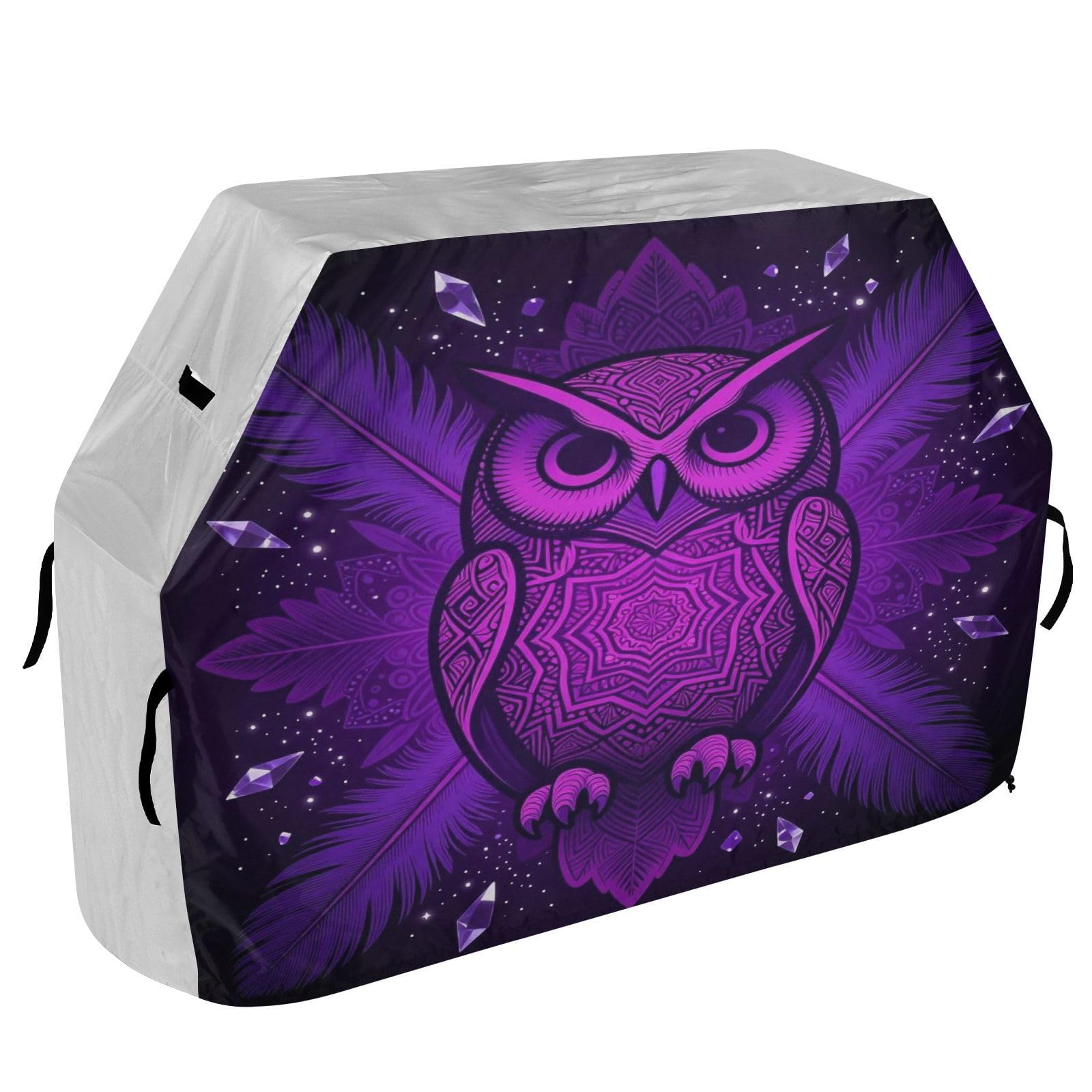 Funda para parrilla de gas para barbacoa de 65 pulgadas, resistente a la decoloración y a los rayos UV, para barbacoa al aire libre, cubierta de parrilla de gas, morado, morado, búho, lindo amante de