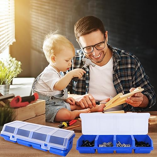 Miniatura 7 de 4 organizadores de tornillos, contenedores apilables con tapas, caja organizadora de herrajes de plástico con compartimento, organizador de pernos,