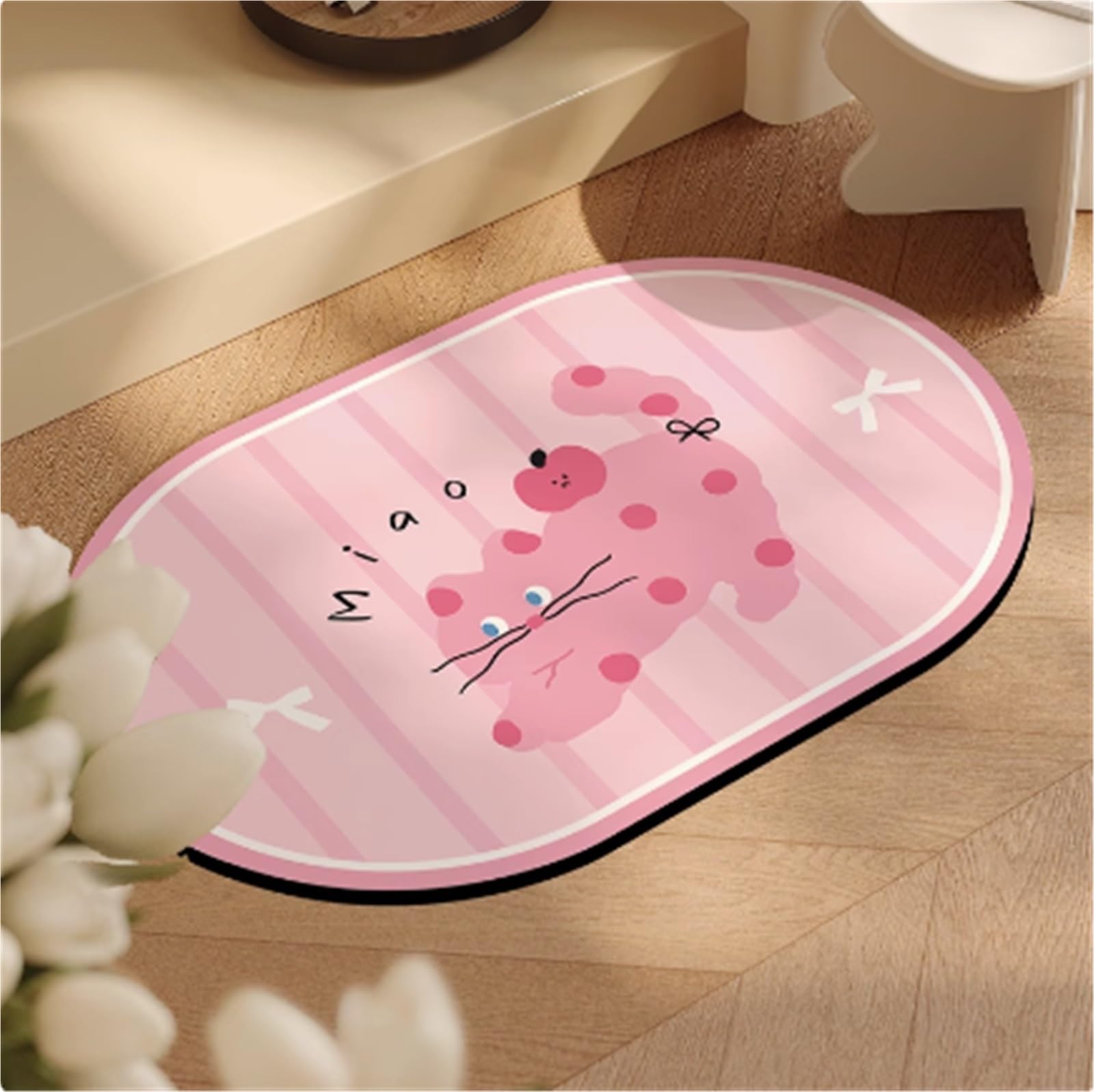 Simpatico Tappeto da Bagno, Quadrato, Terra di diatomee, Tappetino da Bagno, Design Antiscivolo, Morbido, Lavabile in Lavatrice, for Bagno, Doccia e Vasca(B)