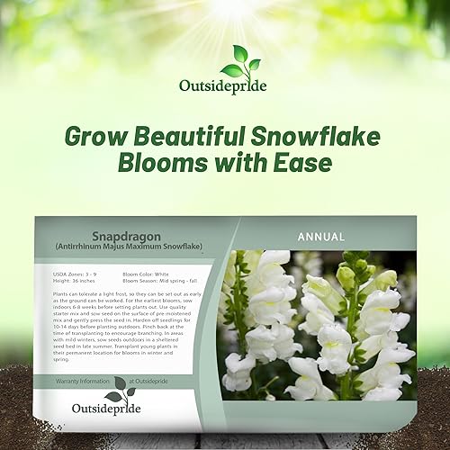 Miniatura 6 de Outsidepride 5000 semillas anuales de copo de nieve blanco Snapdragon semillas de flores para plantar