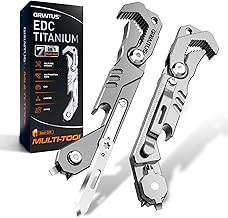 EDC Multitool 7 in 1 with knife, Wrench, Folding Knife, Screwdriver, Bottle Opene, Ruler, Urgent Car Window Breaker and Seatbelt Cutter, EDC Pocket Multi Tool for Gifts for Men (Bright silver)