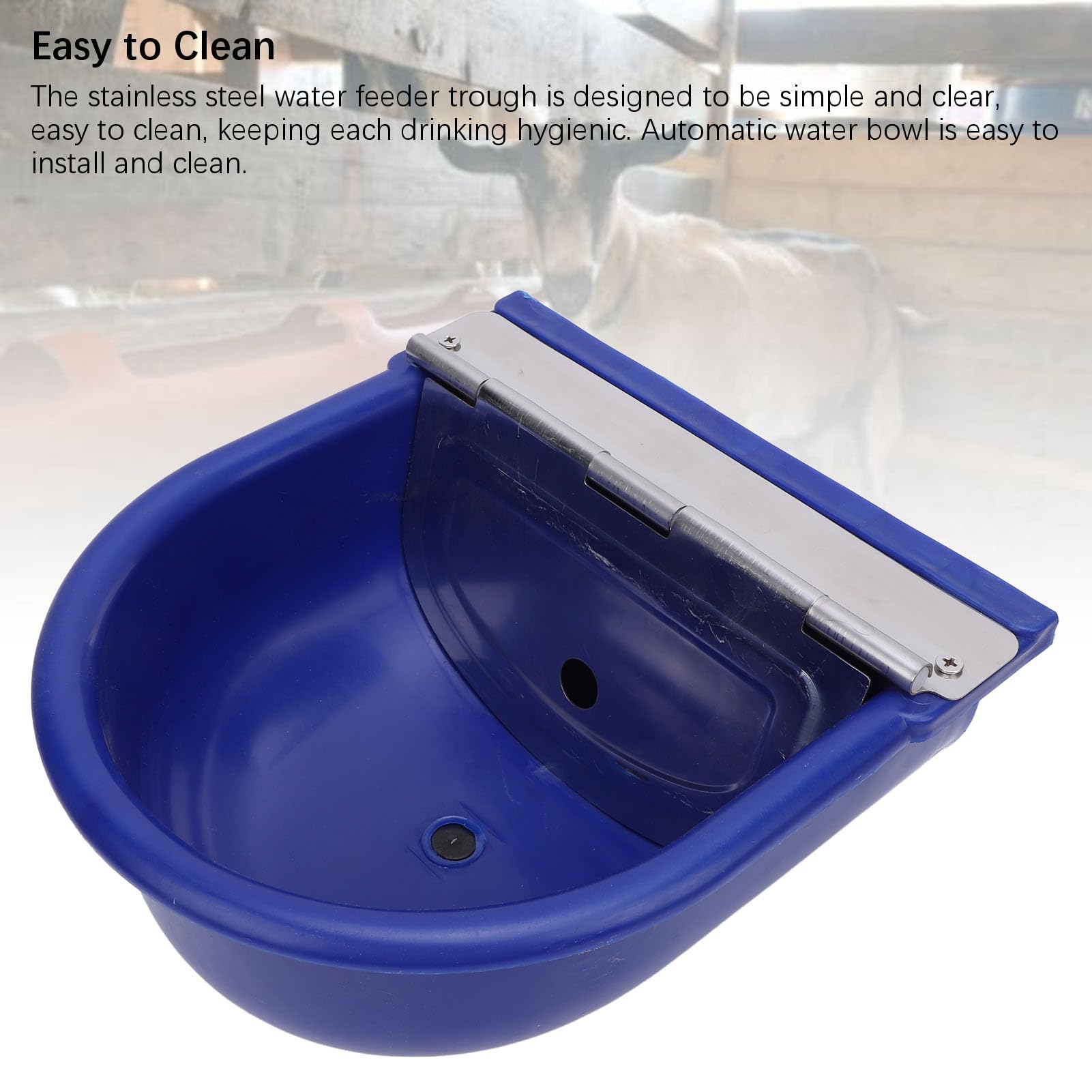 Mangiatoia Automatica per Bestiame in Acciaio Inossidabile, Livello Dell'acqua Regolabile, Ranch con Abbeveratoio per Bestiame per Cavalli, Bovini, Capre, Forniture per Animali (blu scuro)