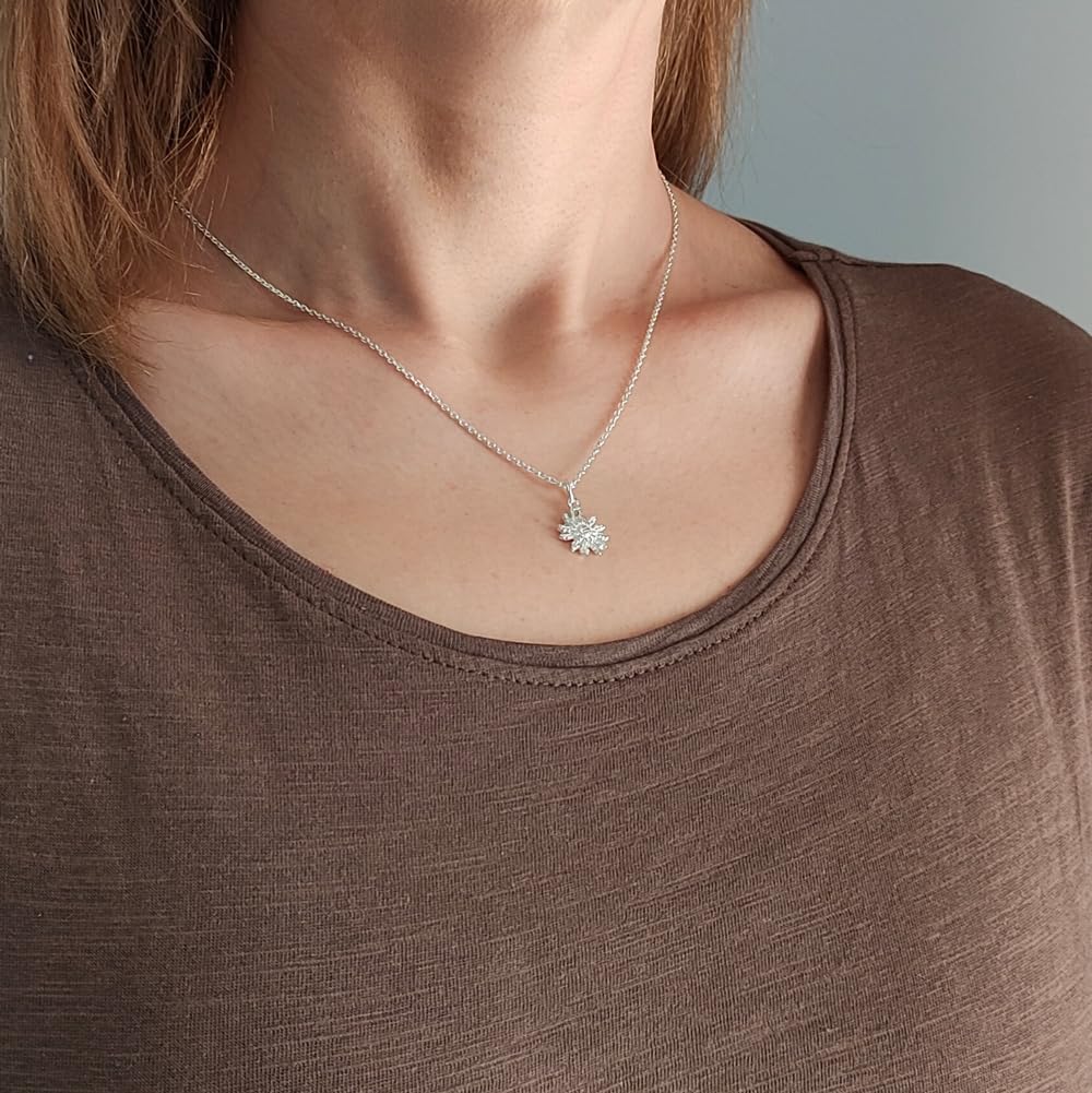 Collar colgante mujer Flor del Sol de 12mm con cadena de plata 925 - Lleva un Colgante Sol o Flor vasca - Poderoso amuleto en plata de ley que se envía en una caja de regalo