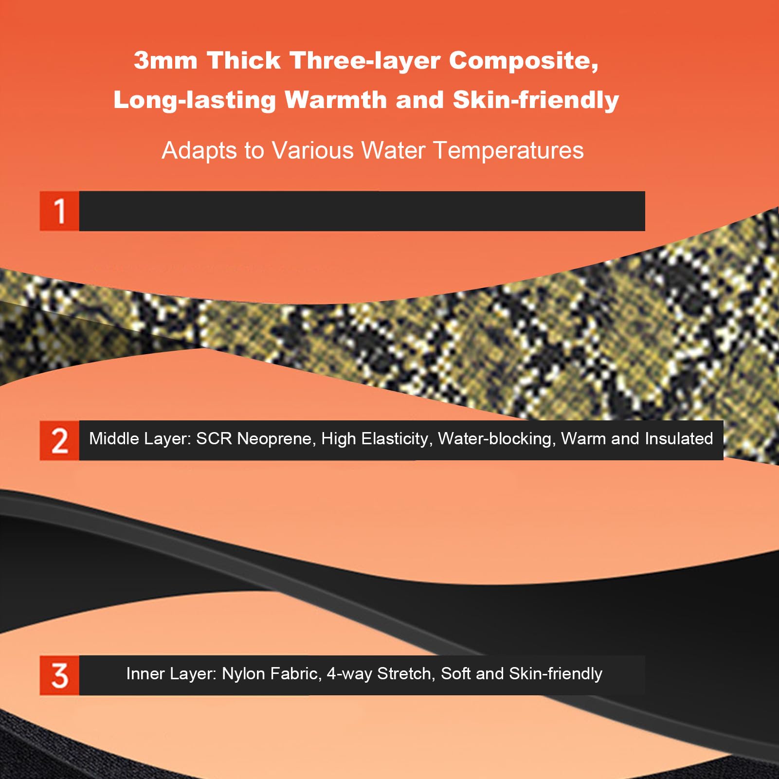 Muta da Immersione in Neoprene da 3MM per Pesca Subacquea Surf Apnea in Autunno Inverno Trattiene Il Calore Corporeo Impedisce L’infiltrazione di Acqua Fredda Design
