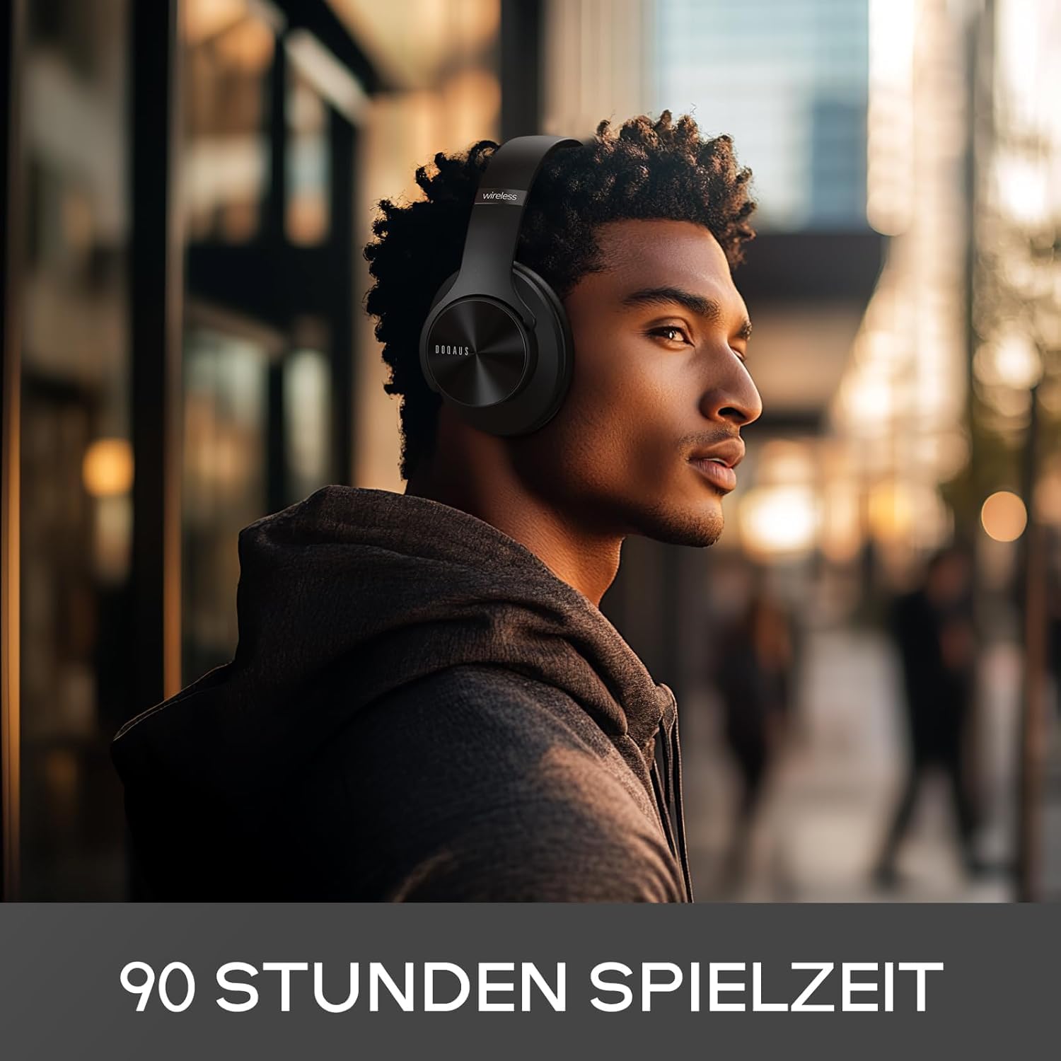 DOQAUS Cuffie Bluetooth Over Ear con APP,Nero | 90 ore di autonomia, 9 modalità EQ, Bluetooth 5.4, microfono integrato, pieghevoli per lavoro, viaggio, musica