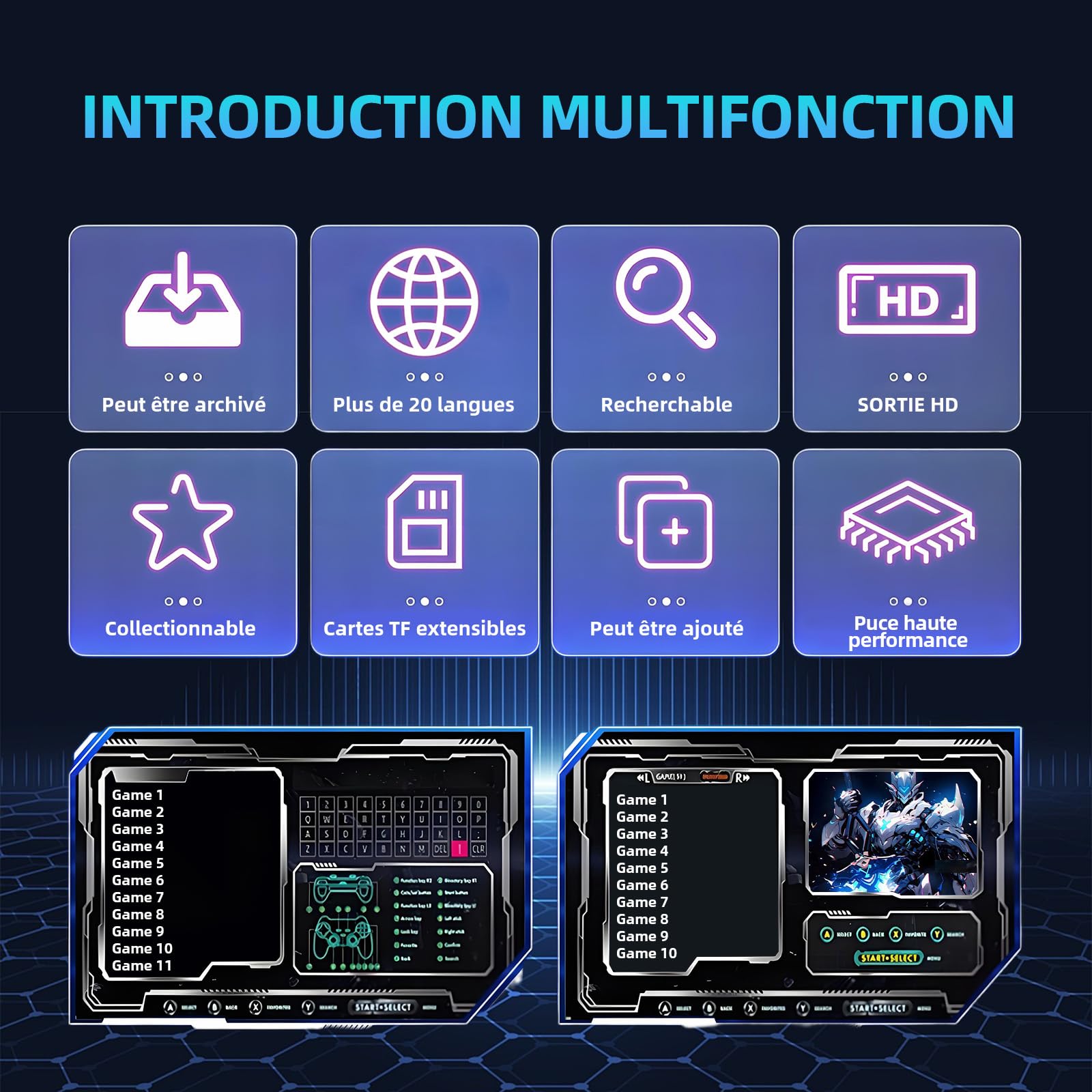 G36 Pro Console de Jeux Rétro 256 Go, Émulateur Vidéo avec 120 000+ Jeux Rétro Intégrés 50 Émulateurs, EmuELEC et Système Android, avec 2 Manettes sans Fil 2,4 Go, Jeux Vidéo TV Plug and Play