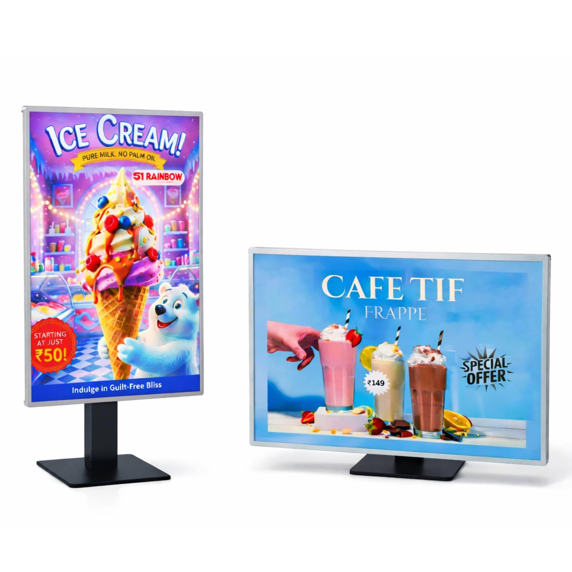 QAILUX LED Tabletop Advertising Display Frame Ultra Slim Backlit Poster Light Box Portrait Landscape Rotatable Menu Display Board for Shop Cafe Restaurant Retail Promotion Counter Sign Stand (A4)-image-31