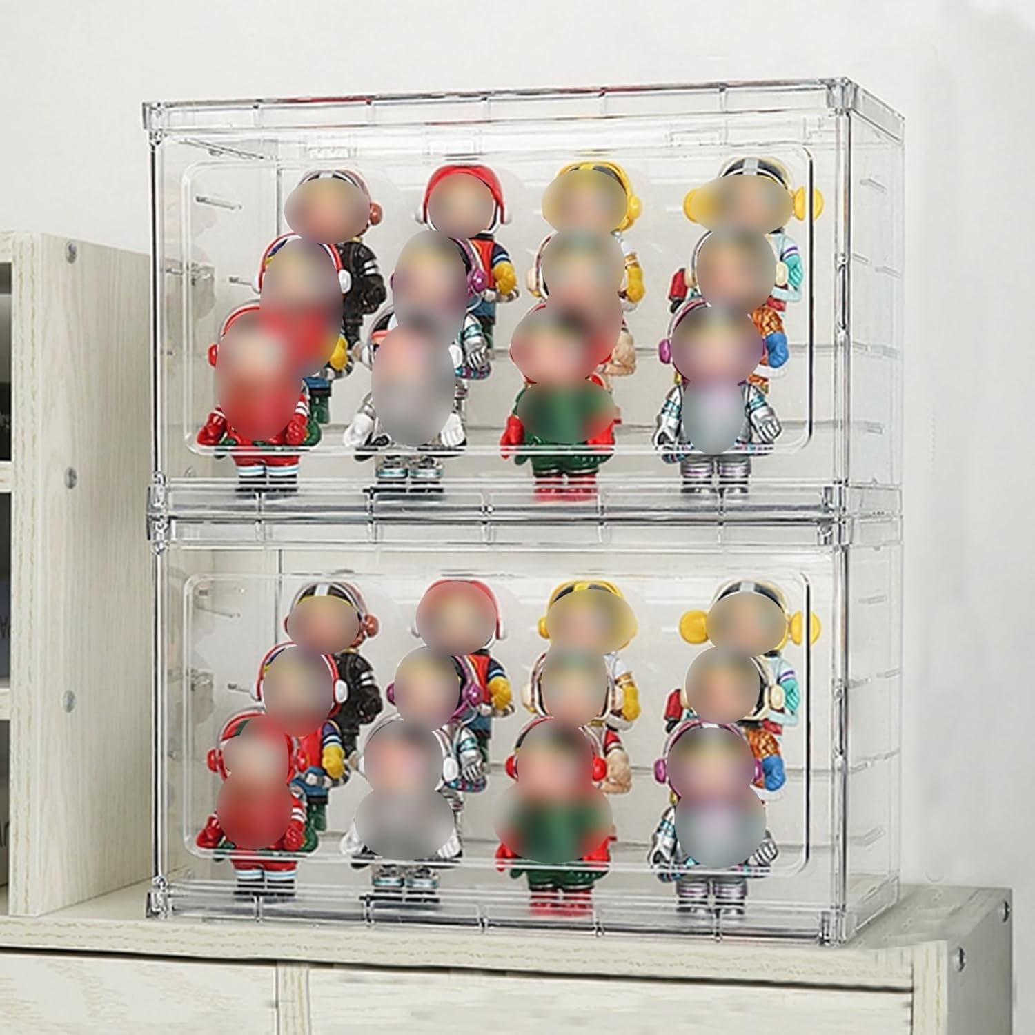 HCUDFN Two Pack Display Case, Transparent Character Display Box, Acrylic Storage Box with Magnetic Door, Dustproof Display Stand for Books, Dolls, Perfume, Cosmetics(27x14x26cm(10.6x5.5x10.2in))