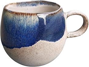 PintoCer - Mug with handle, stoneware ceramic, ideal for coffee, milk, tea and chocolate, dishwasher and microwave safe