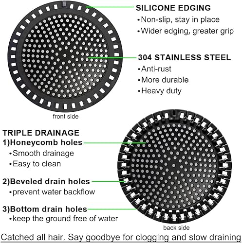 Miniatura 5 de 2 coladores de drenaje de pelo de ducha, colador, cubierta, filtro, trampa, tapón de drenaje de suelo, acero inoxidable con protector de drenaje de