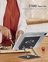 Vista 5 de Tablet Stand Holder for Desk, Adjustable Desktop Tablet Holder, Foldable Aluminum Tablet Mount for iPad pro 12.9, iPad Air Mini, Samsung Galaxy Tabs