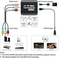 Vista 3 de GINGIN Convertidor de RCA a HDMI, convertidor de AV a HDMI para TV/PC/N64/Wii/PS1/PS2/PS3/STB/Xbox/VHS/VCR/reproductores de DVD Blue-Ray, con cables