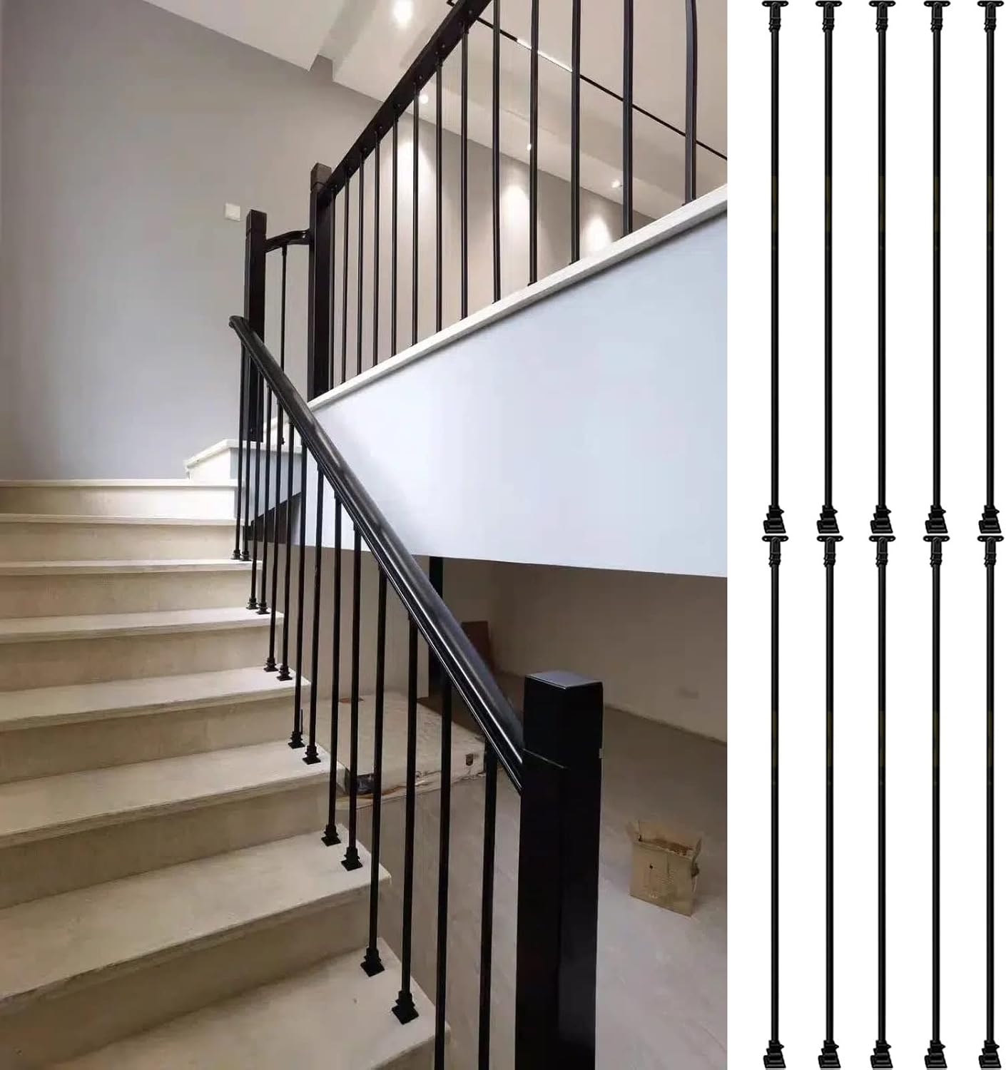 LZMZMQ 100 110 120 130 140 150 cm Banister Spindle Black