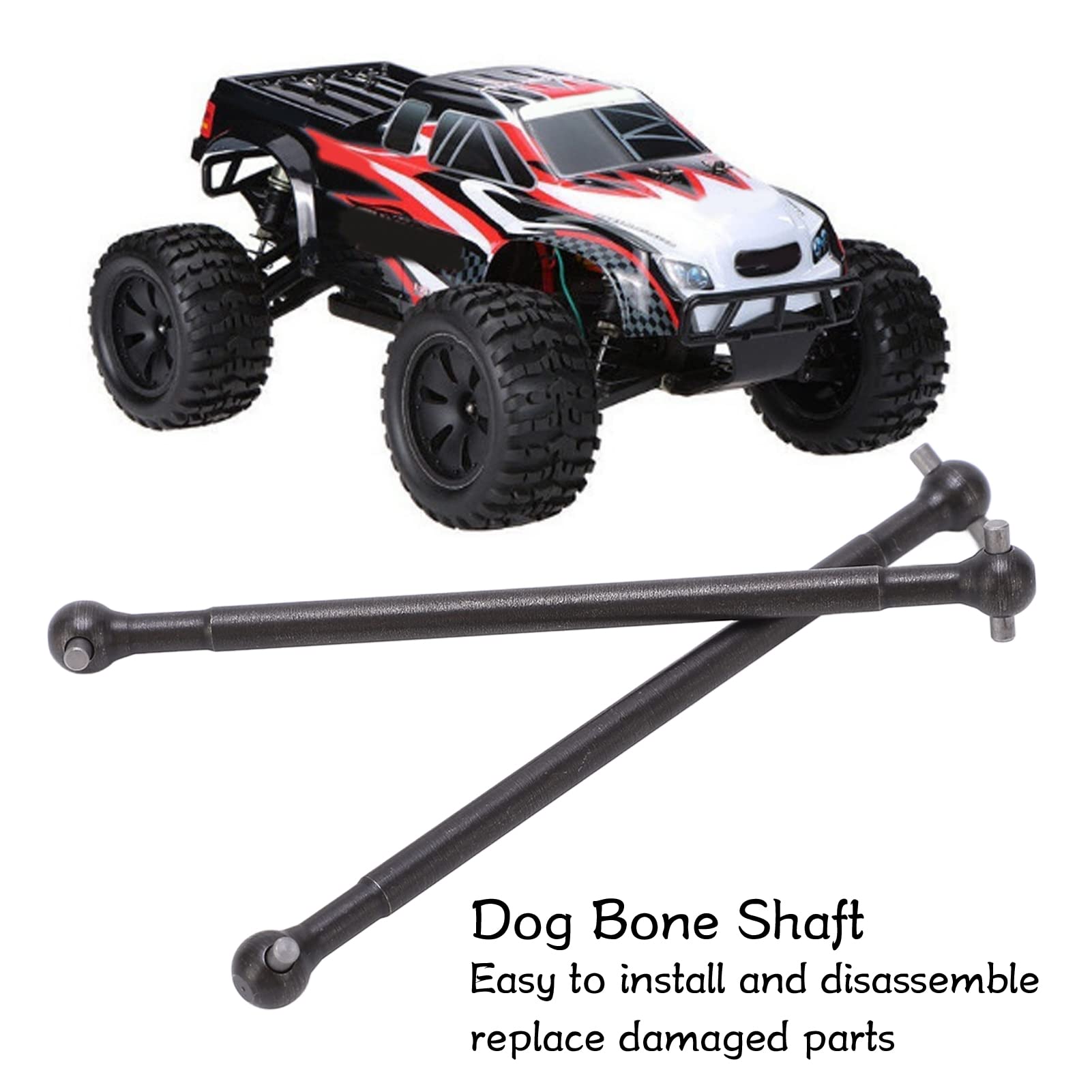 Socobeta 2Pcs RC Rear Drive Shaft,Steel Black RC Toy Car Accessory Parts for ZD Racing 10 7191 1/10 RC Off Road Vehicle Toys Games - Image 2