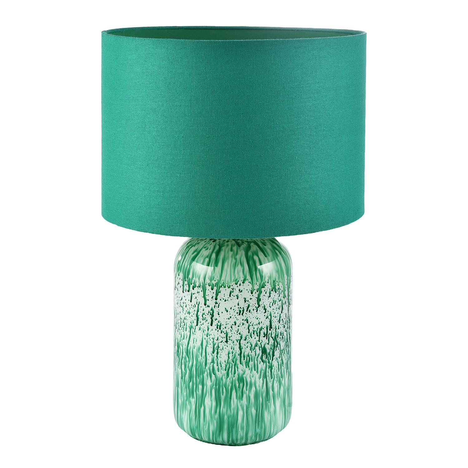 Rackhams Green Modern Emerald Marble Drip Snowflake Glass Table Lamp With Shade