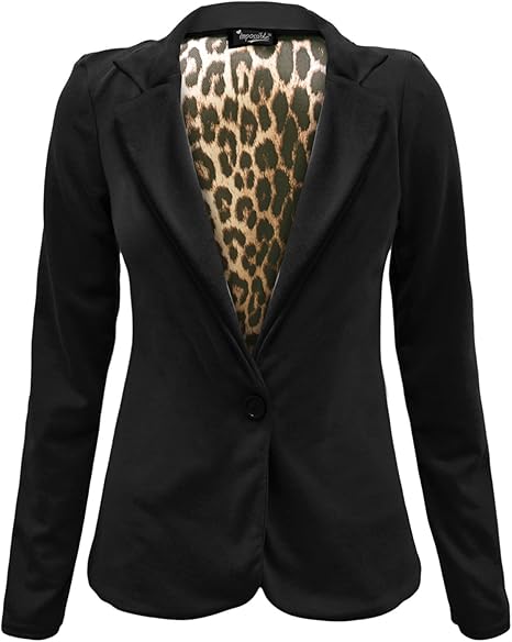 black blazer with leopard print lining