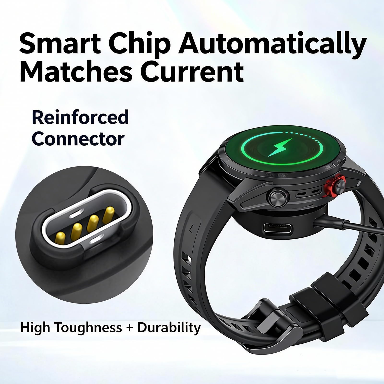 Caricatore USB-C/Micro Base Magnetica Rinforzata per Garmin Fenix 8/7/6/5, Forerunner 55/245/255/945, Venu 3/2, Vivoactive, Instinct, Approach, Vivomove Nero