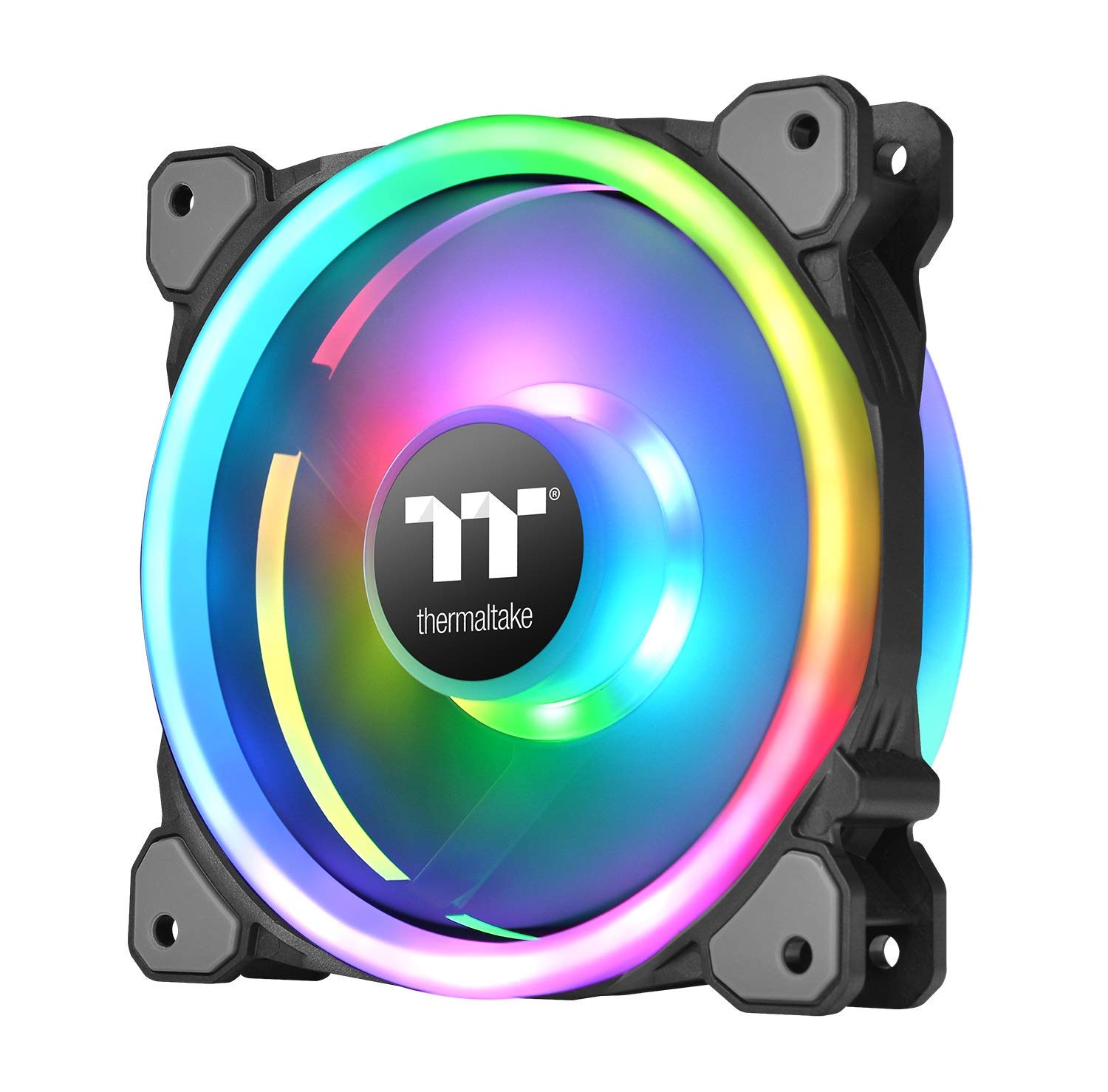 Thermaltake Riing Trio 14 LED RGB TT - Pack de 3 Ventiladores para PC, Color Negro