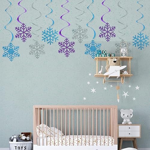 Miniatura 5 de 30 decoraciones de remolino colgante de copo de nieve congelado, copos de nieve de invierno, serpentinas de techo para decoración de nieve brillante
