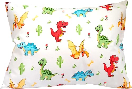 Funda de almohada de dinosaurio de 13 x 18 pulgadas, funda de almohada de viaje de algodón, fundas de almohada de dinosaurio suaves para niños