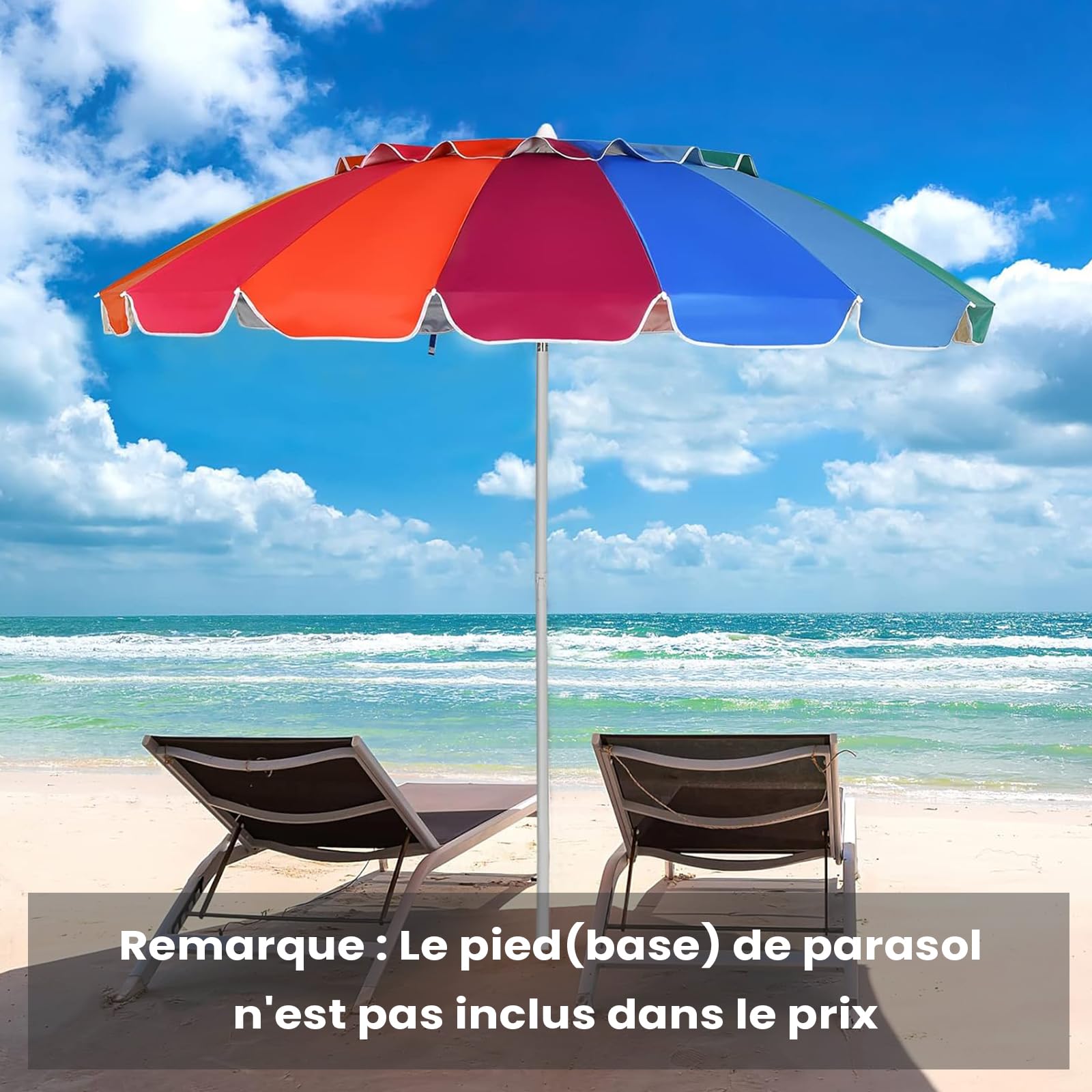 RELAX4LIFE Parasol de Plage Inclinable Ø245 cm (Multicolore)