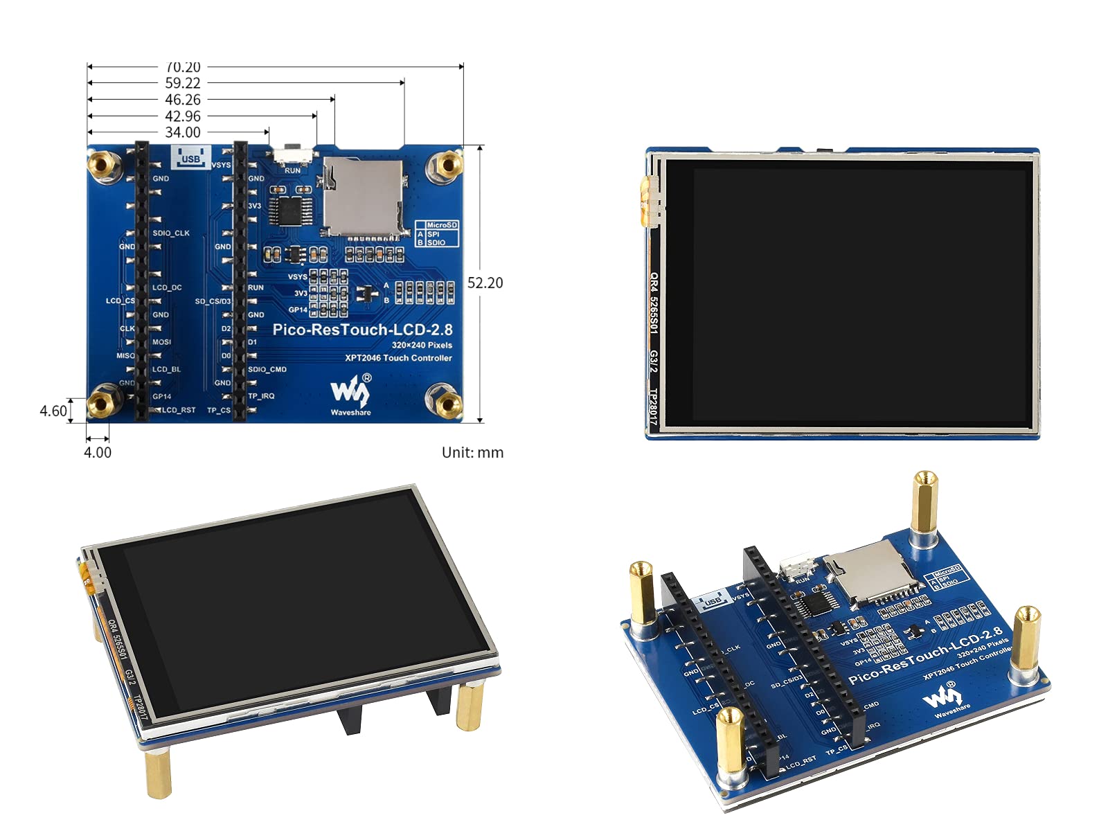 Waveshare 2-Zoll Touch-Display | Kapazitiver Touch, IPS, 240x320 Pixel, SPI/I2C – Für Raspberry Pi, ESP32 & Co.