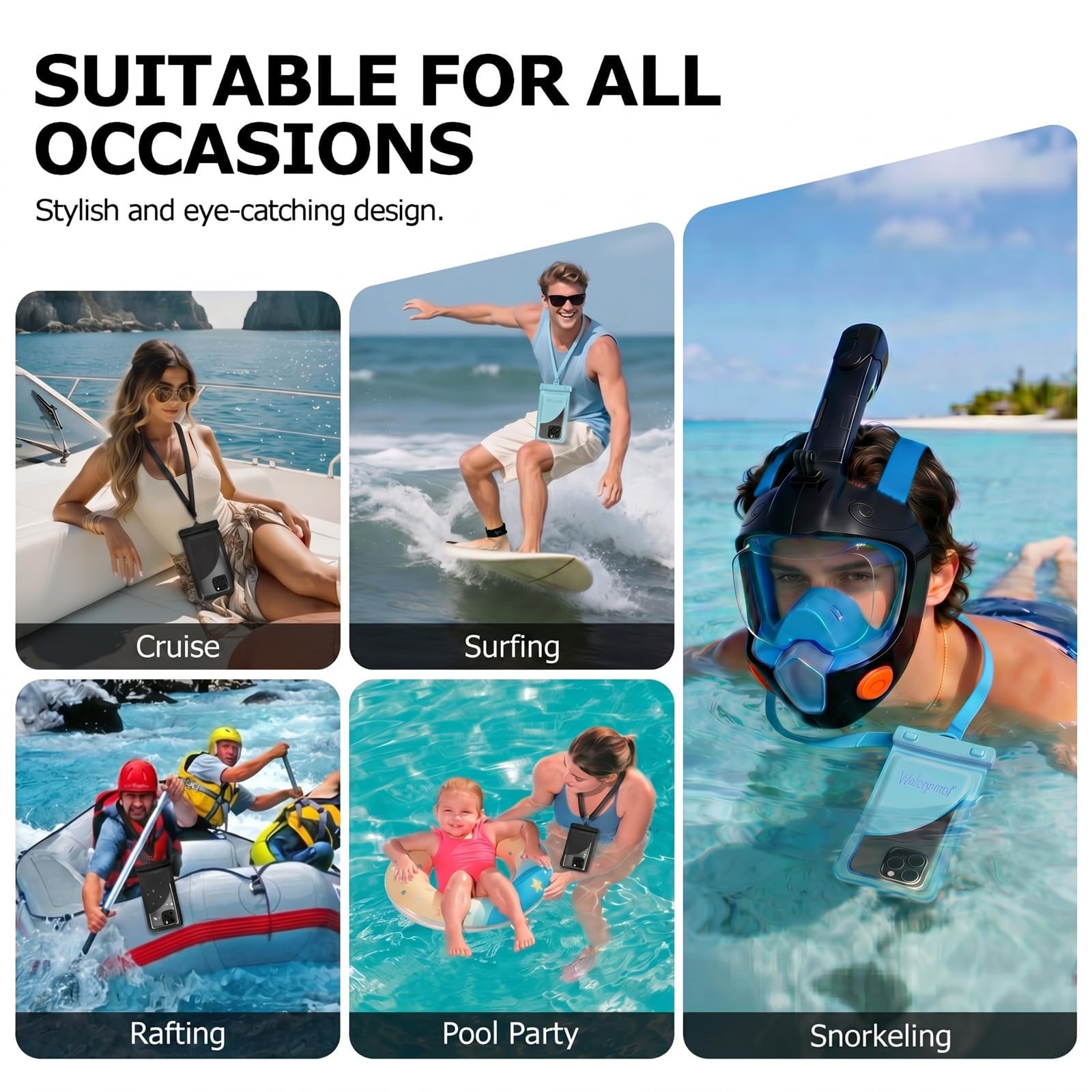 Funda universal impermeable para teléfono, con tarjeta interior, certificada y ligera, impermeable, accesorios para iPhone 17, 16, 15, 14, 13 Pro Max, 1 paquete, amarillo, 8.3 pulgadas