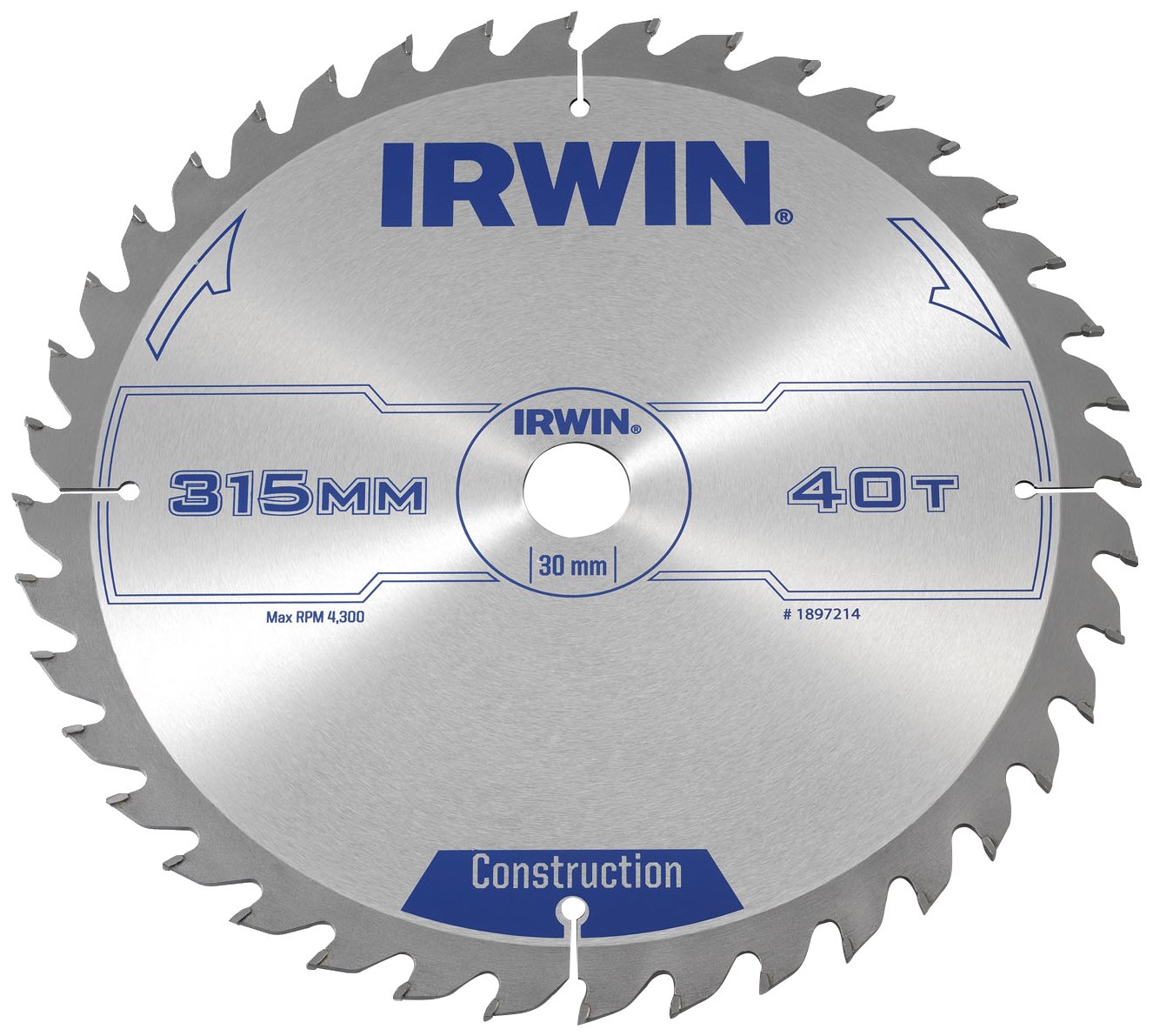 IRWIN General Purpose Table & Mitre Saw Blade 315 x 30mm x 40T ATB IRW1897214