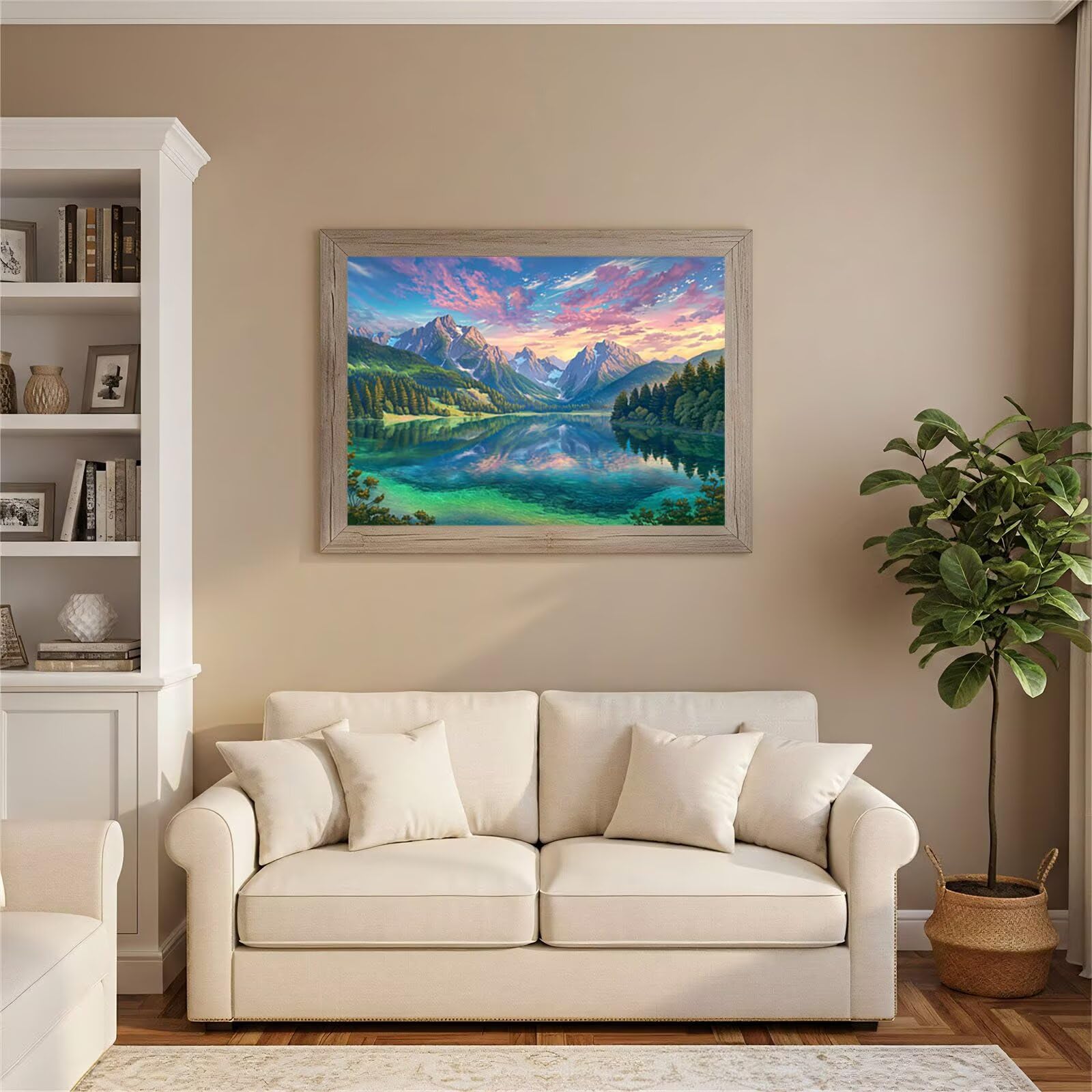 Malen nach Zahlen Landschaft, Berg Malen nach Zahlen Erwachsene Set, DIY Paint By Numbers 80x120 cm Hochwertige Leinwand (Gerollt, Ohne Falten) - Entspannung & Kreativität - Geschenk für Frauen W-O508
