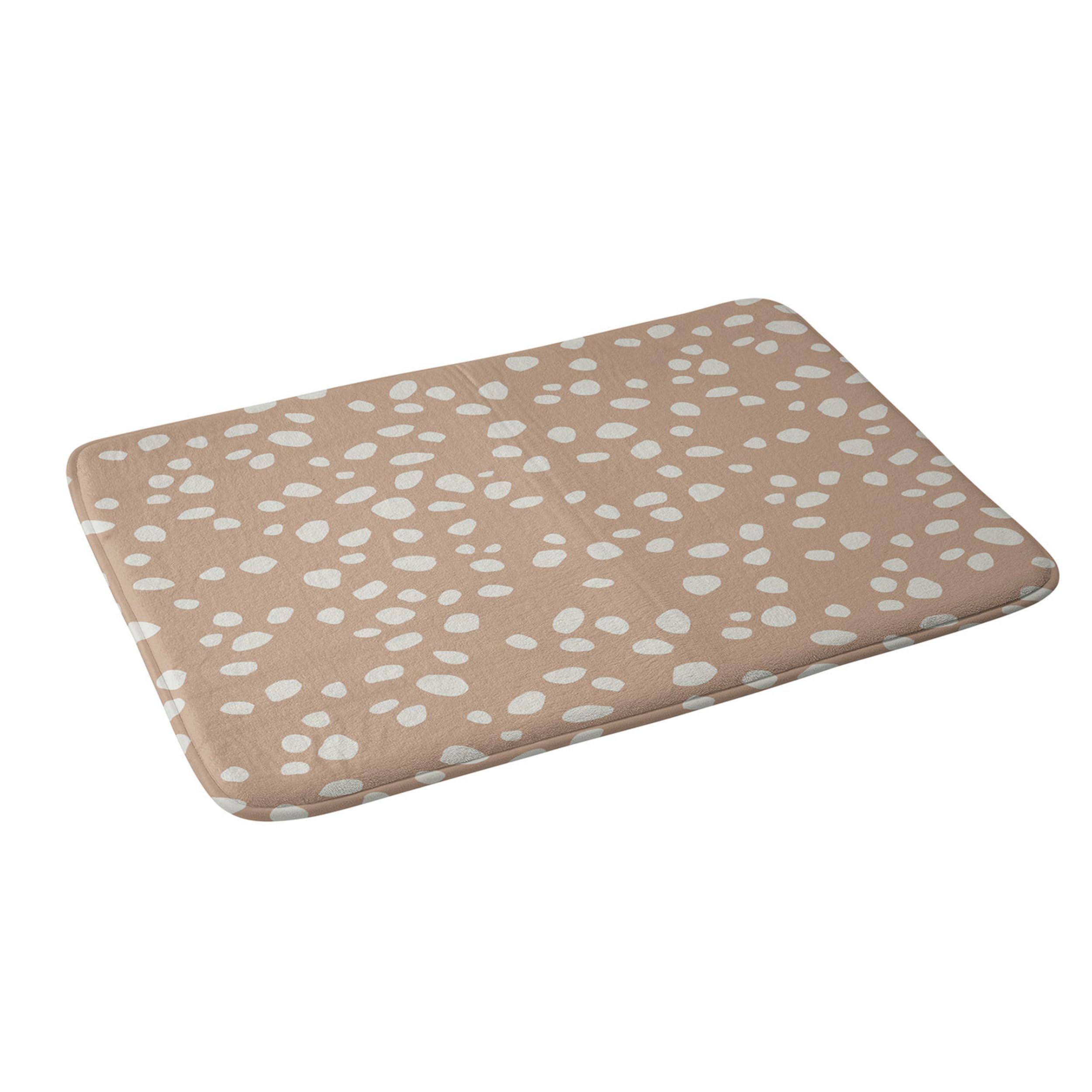 Society6 Bath Mat - Bathroom Decor by Kelli Murray - Non-Slip Memory Foam Bathroom Rugs, Soft Microfiber, Machine Washable, 21" x 34", Peach Pebbles