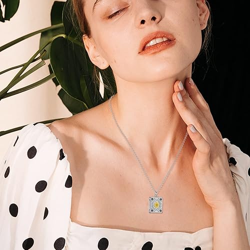 Miniatura 6 de YFN Collar con medallón fotográfico de plata de ley 925, collar de libro que sostiene fotos, regalos de cumpleaños para mujeres y madres