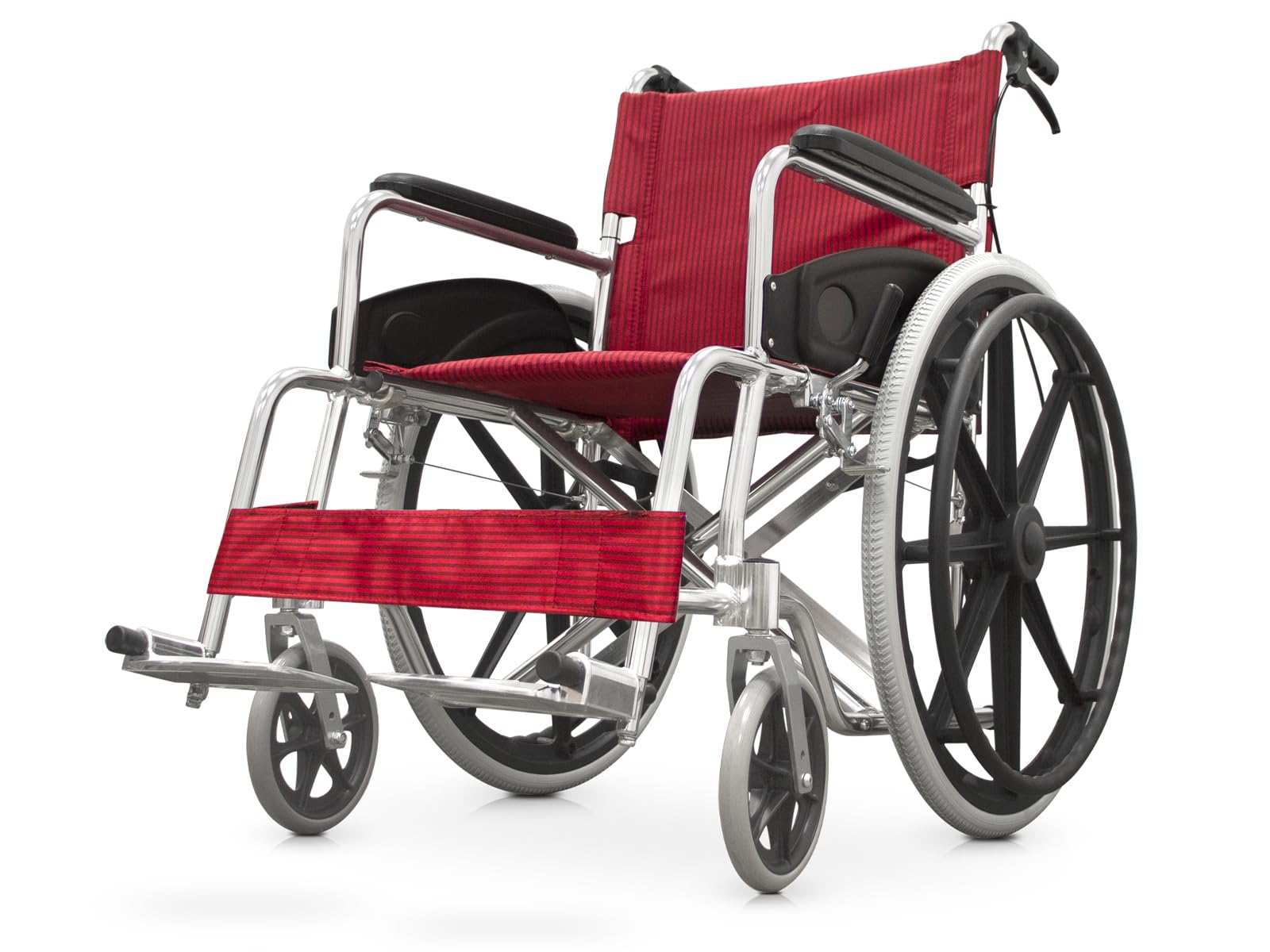 QUIRUMED Silla de ruedas plegable de aluminio, con frenos, Ligera, Reposapiés abatible, Asiento 46 cm, Aro anatómico, Para mayores, Para minusválidos