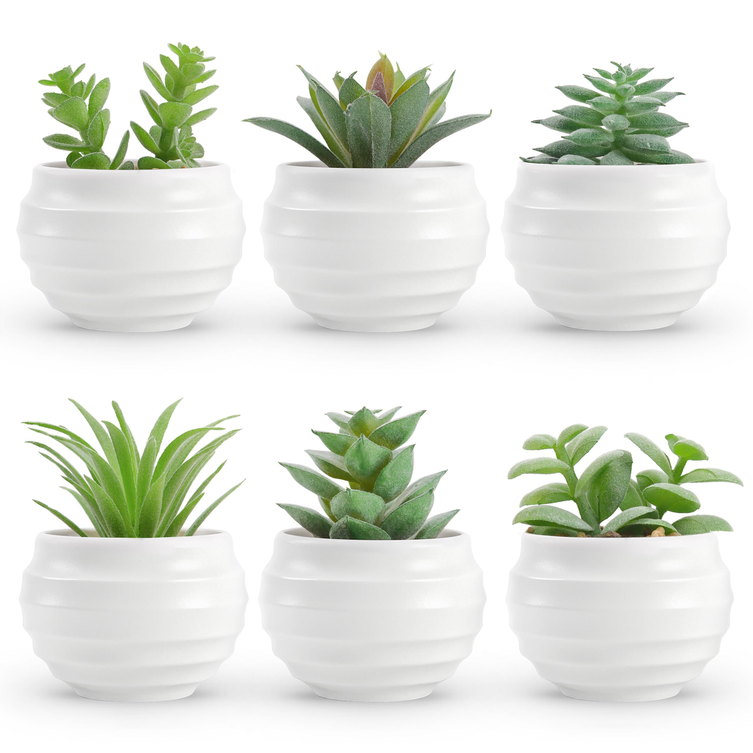 Der Rose 6 Pack Succulents Fake Plants for Bedroom Bathroom Home Decor | Palm-sized small fake plants,ideal for bedroom bathroom aesthetic living room decor,office desk accessories,gift for women