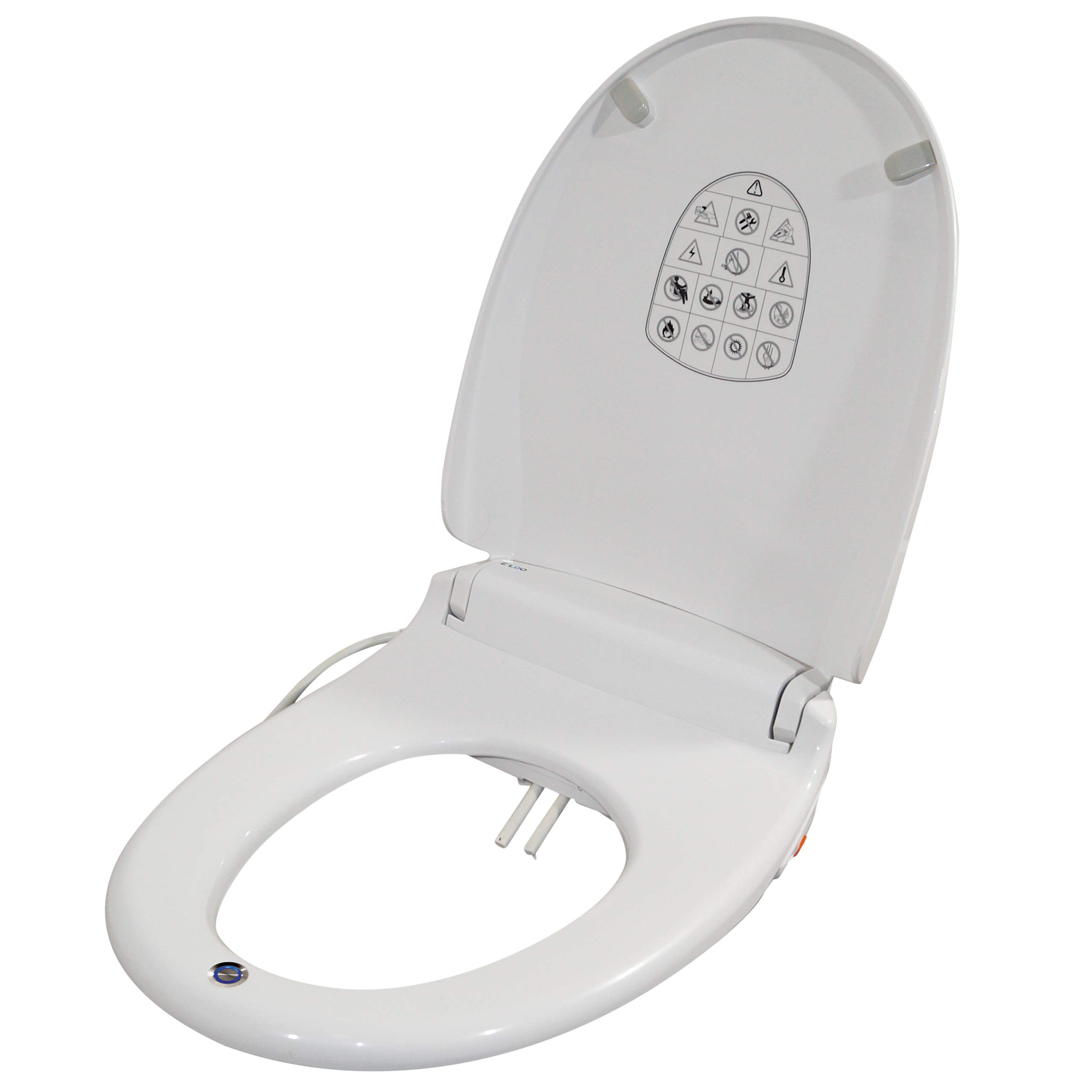 E Loo Toilet Seat with Bidet Cleaning featuring a Warm Air Dryer, Night Light and Heated Seat Comfort Function for Oval Seat