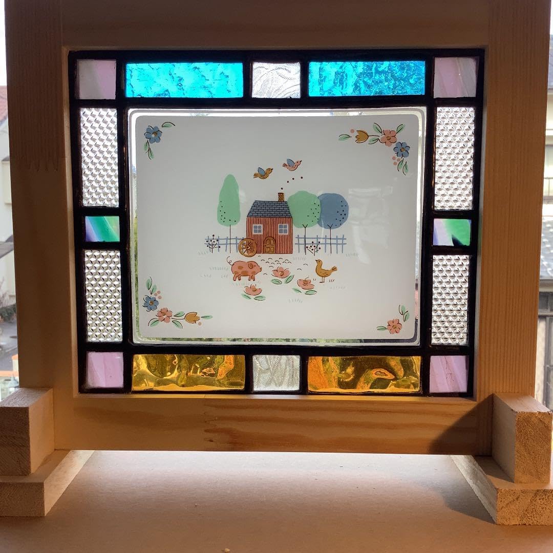 新品　デッドストック　ステンドグラス　赤　レッド　ひし形　ダイヤ デッドストック ステンドグラス 赤 レッド ひし形 ダイヤ