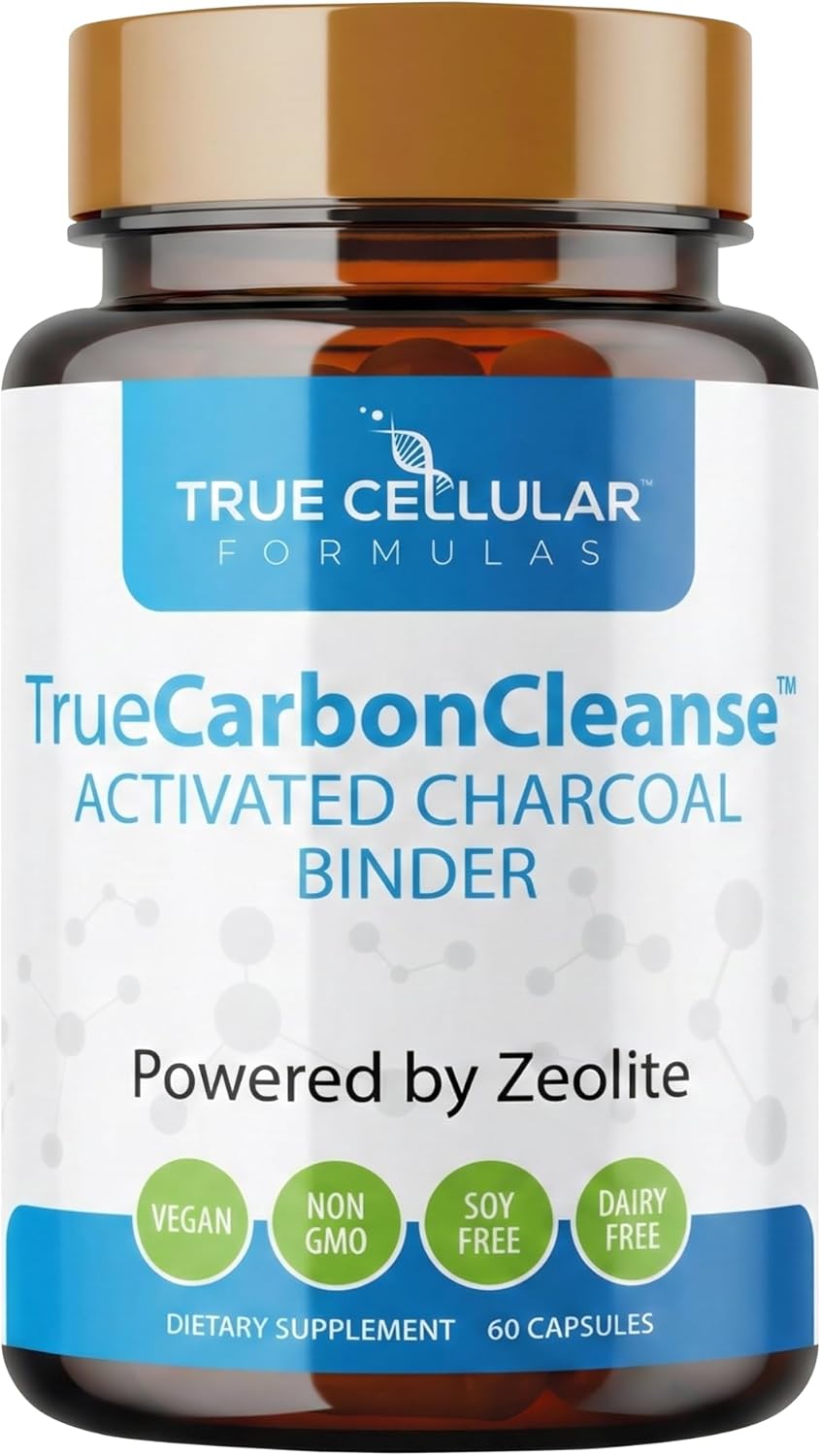 Gut Detox & Liver Cleanse - Organic Activated Charcoal Capsules with Clinoptilolite Zeolite Binder - TrueCarbonCleanse™ Carbon Supplement - 60 Bamboo Charcoal Pills - Vegan, Non-Toxic, Gluten Free