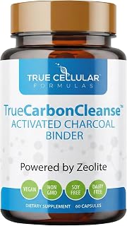 Gut Detox & Liver Cleanse - Organic Activated Charcoal Capsules with Clinoptilolite Zeolite Binder - TrueCarbonCleanse™ Carbon Supplement - 60 Bamboo Charcoal Pills - Vegan, Non-Toxic, Gluten Free