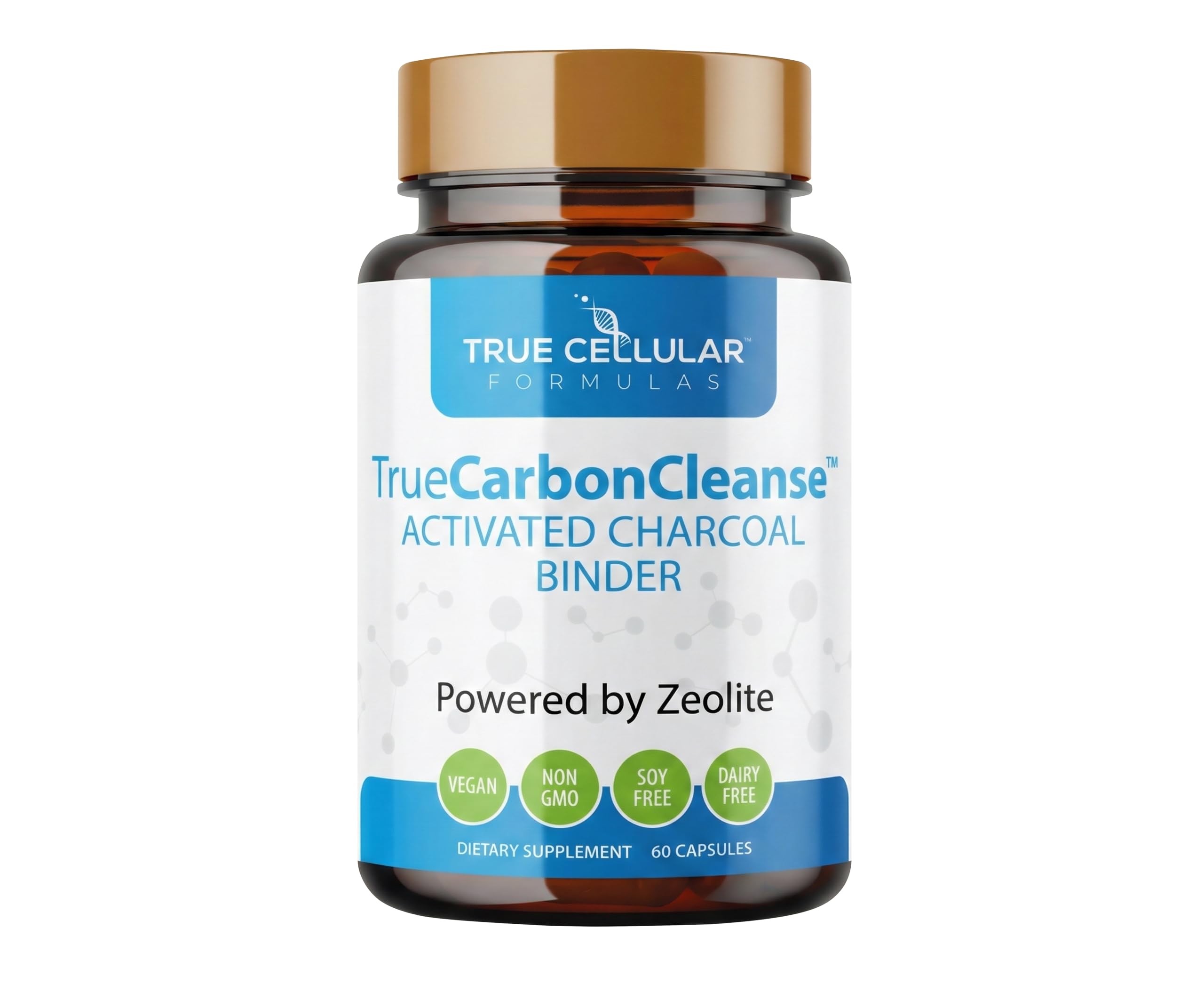 TrueCarbonCleanse™ - Perfect Gut Detoxifier & Binder - Advanced Formula with Organic Bamboo Activated Charcoal Capsules - 60 Capsules - Vegan, Non GMO, Gluten Free, Soy Free, Non-Toxic Certified