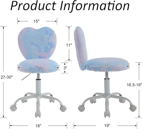 Miniatura 3 de Silla de Escritorio para Niños Silla de Estudiantes para Niñas Silla de Estudio Silla de Computadora Ajustable Silla Giratoria Peluda para Oficina