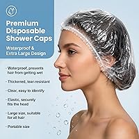 Vista 4 de MAQIHAN 100 gorros de ducha desechables grandes – Gorros de plástico grueso para acondicionamiento profundo, gorro de ducha reutilizable impermeable