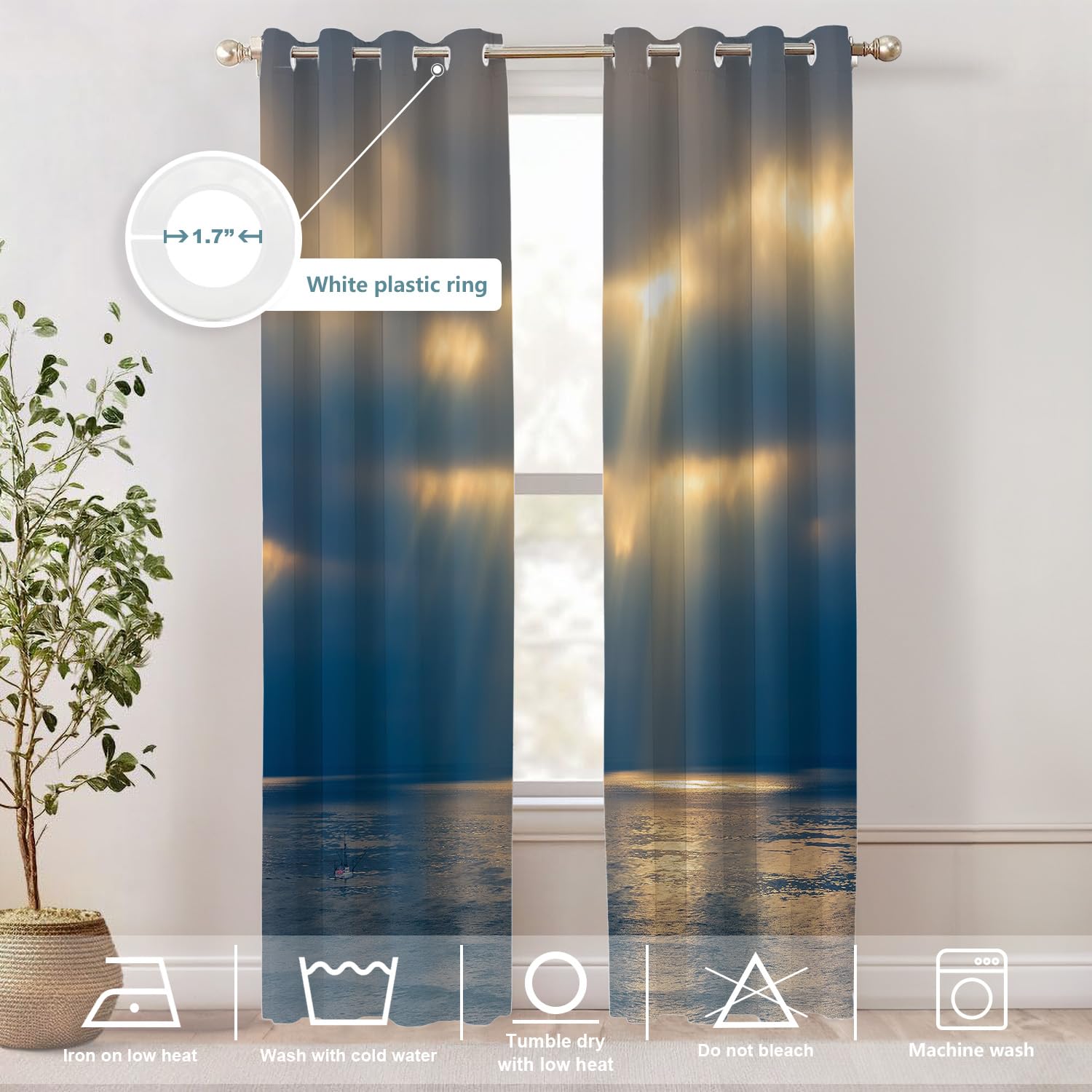 Shrahala Maritime Nautical Blackout Short Curtains For Windows,Anc