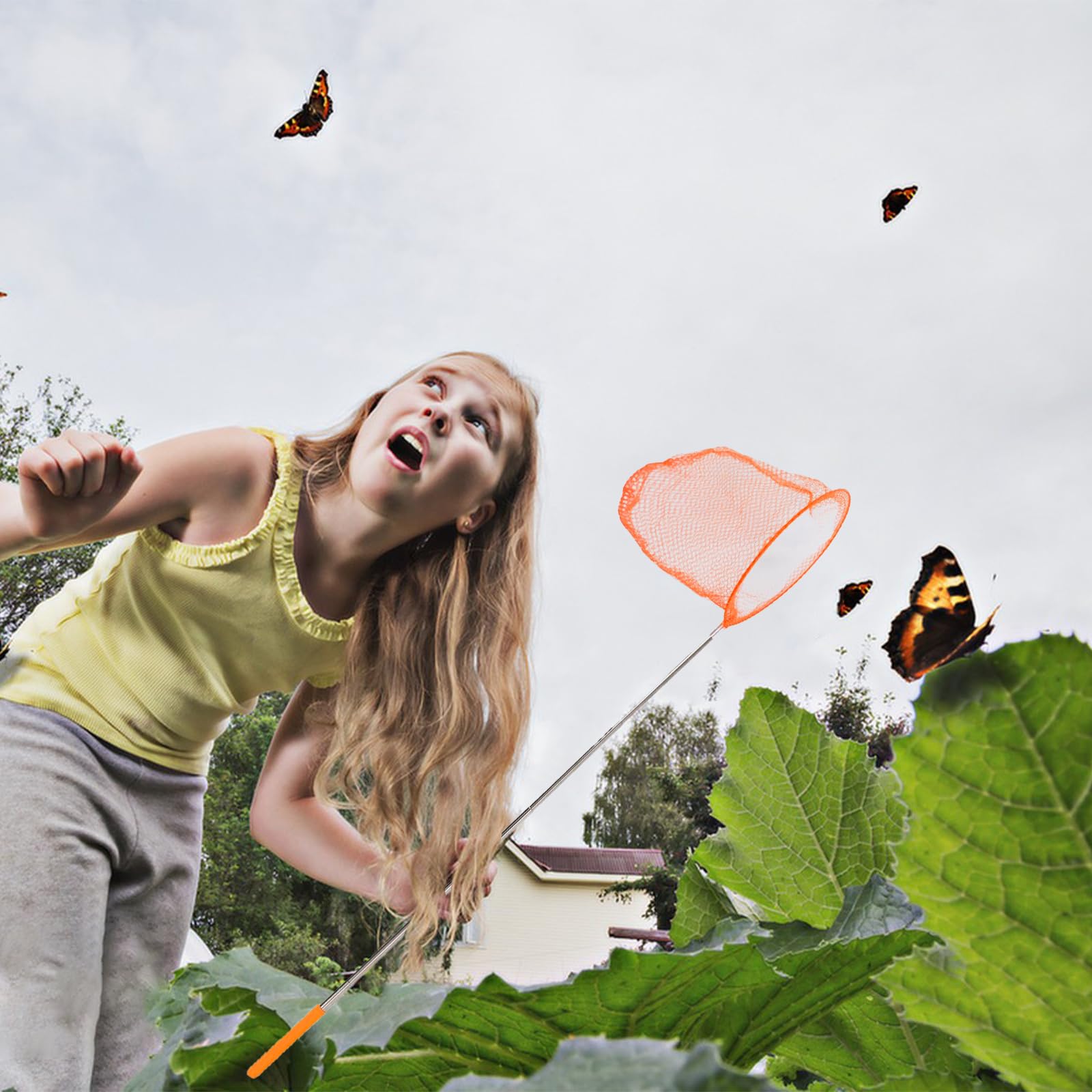 Butterfly Net Exterior Red de Pesca Extensible Viene con 2 Cubos Plegables Red de Captura de Insectos Adecuado para Atrapar Mariposas Peces Pequeños Camarones e Insectos