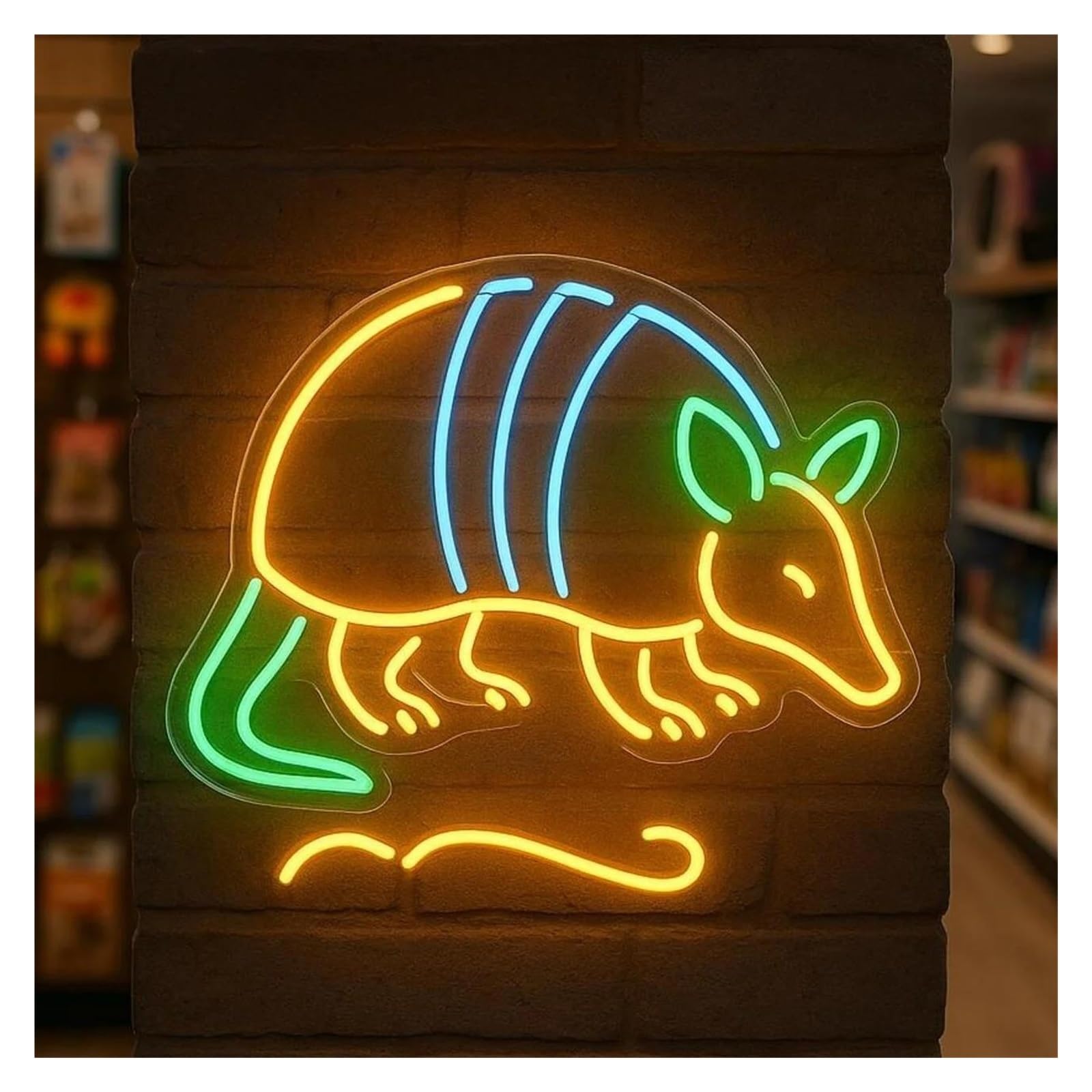 RONGCH Hanging Art Neon Signs Armadillo Neon Sign Dimmable Animal Themed Natural Science Spaces Decorative for Kids Bedroom Store Decor 45cm