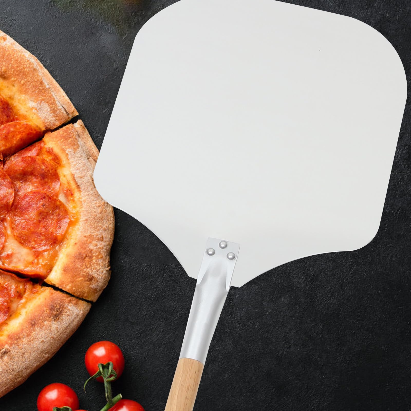 Praktisches 2 Stück Pizzaofen Spachtel mit Abnehmbarem Griff aus Aluminium und Holz Leicht zu Reinigen für Backutensilien und Pizzazubereitung