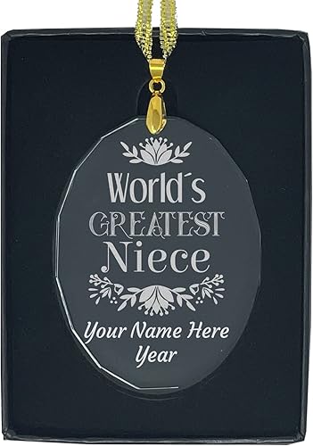 LaserGram Adorno de Navidad, sobrina más grande del mundo, grabado personalizado incluido (forma ovalada)