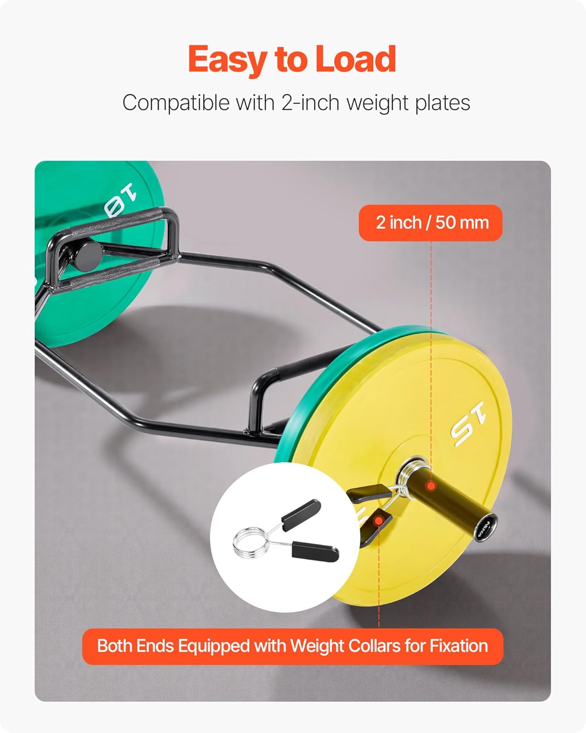 VEVOR Trap Bar Hex Bar, 2-Inch Hex Barbell, 800 LBS Capacity Shrug Bars with Knurled Grips, Weightlifting and Strength Training Equipment, Home Gym for Squats, Deadlifts, Shoulder Presses