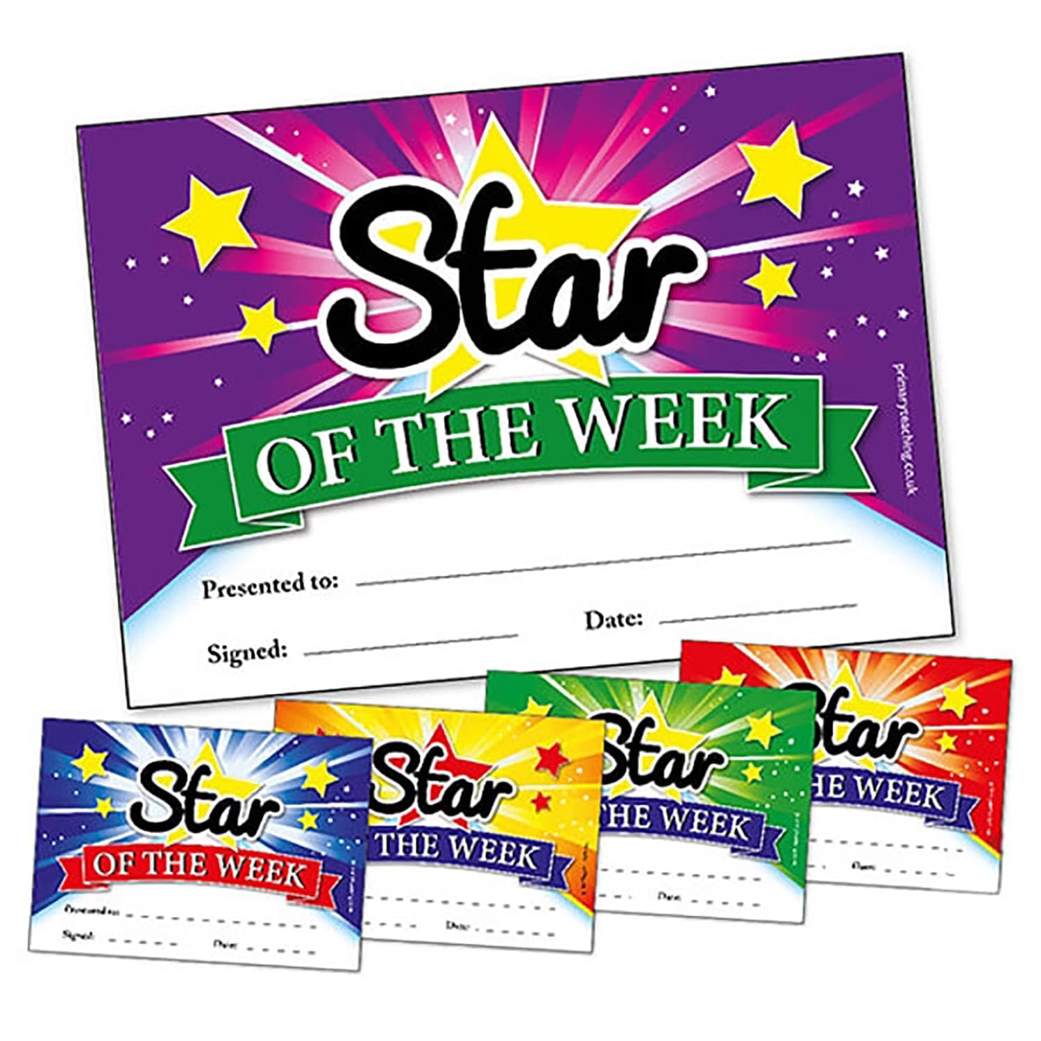 100 Mixed Star Of The Week Motivational Childrens Pupils School Teachers Praise Reward Certificates Value Pack A5 Primary Teaching Services