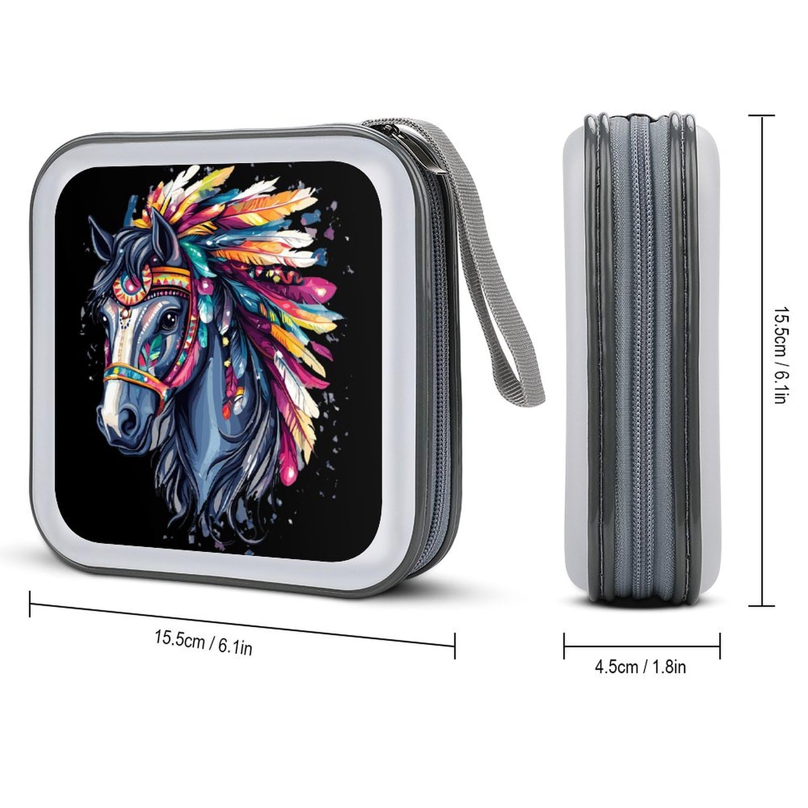Horse Riding Native US Indian CD Case Plastic DVD Case Holder Wallet Disc Storage Organizer for Car Travel
