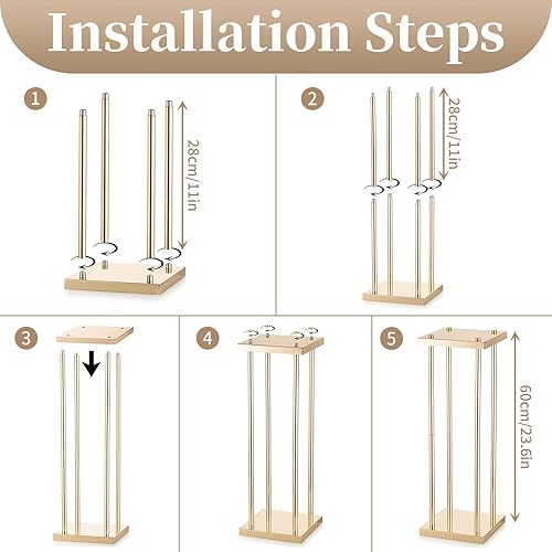 Miniatura 5 de Sziqiqi Jarrones de columna, centros de mesa de boda para mesas con platos, decoración de boda de 2 pies para ceremonia, moderno, rectangular,