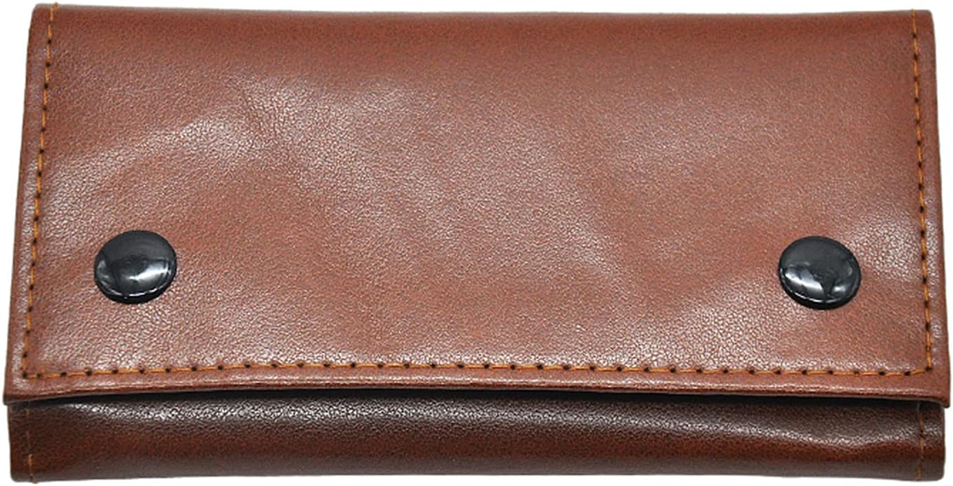 Leather Tobacco Bag, Waterproof Portable Pouch With Compartments, 3 Layers Classic Bag For Tobacco, Filter (Black, 133 X 77 Mm), Brown